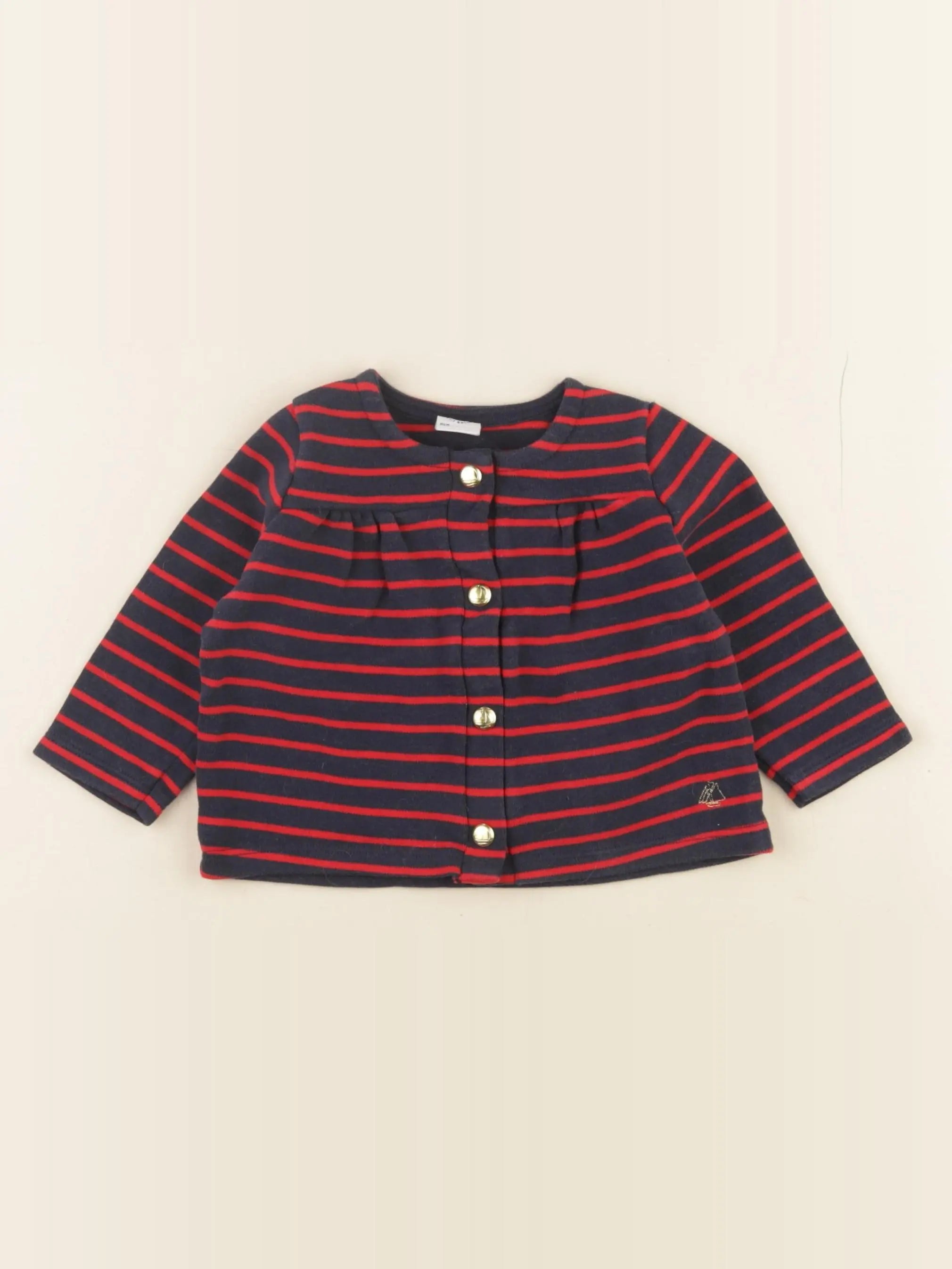 Petit Bateau - sweat bleu, rouge - 12 mois
