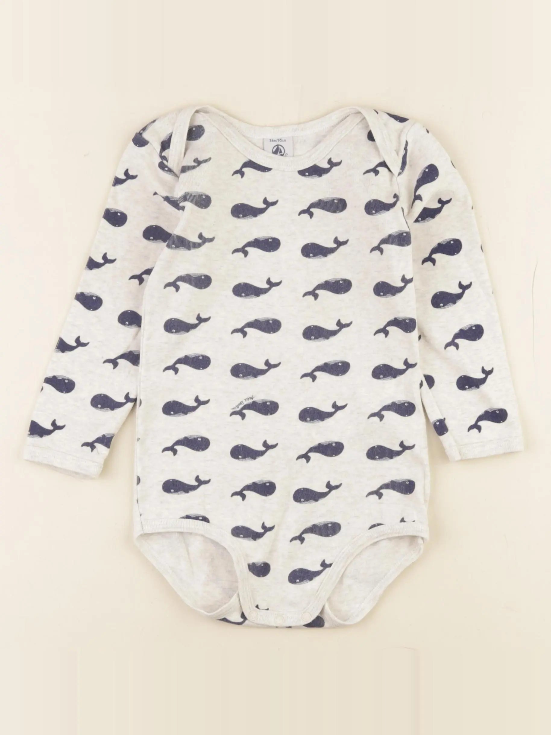 Petit Bateau - body gris - 36 mois