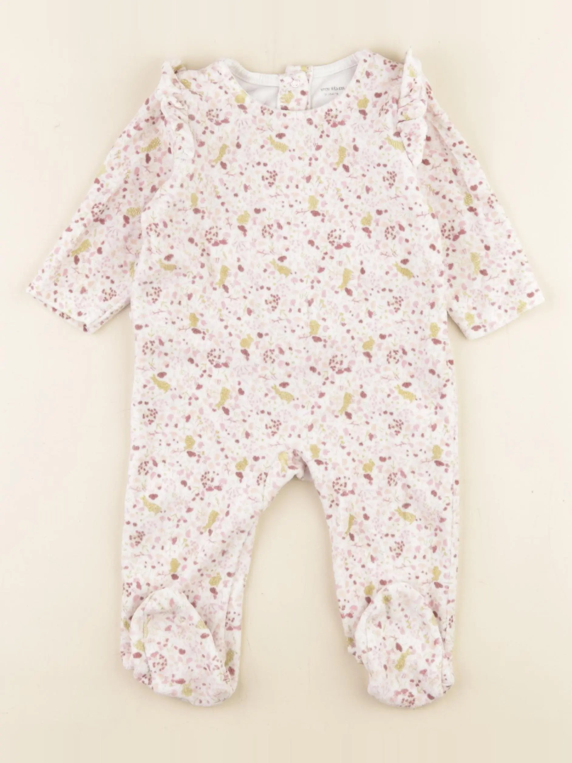 Vertbaudet - pyjama velours rose - 9 mois