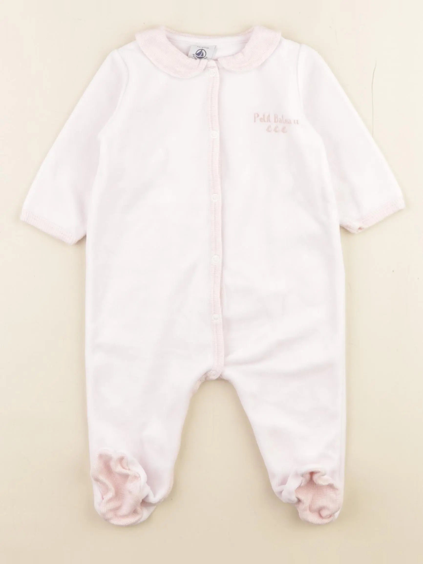 Petit Bateau - pyjama velours rose - 6 mois