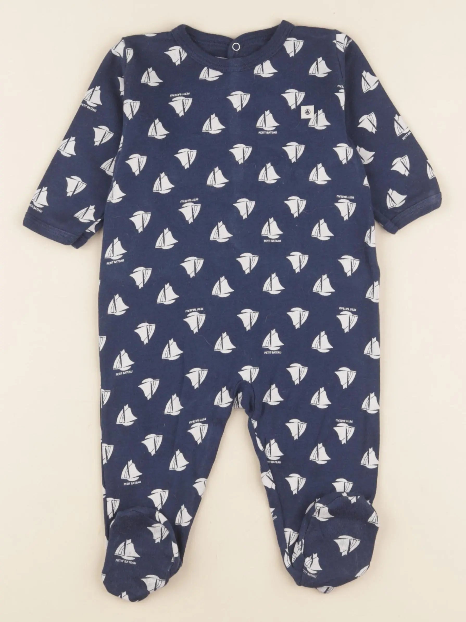 Petit Bateau - pyjama coton bleu - 6 mois