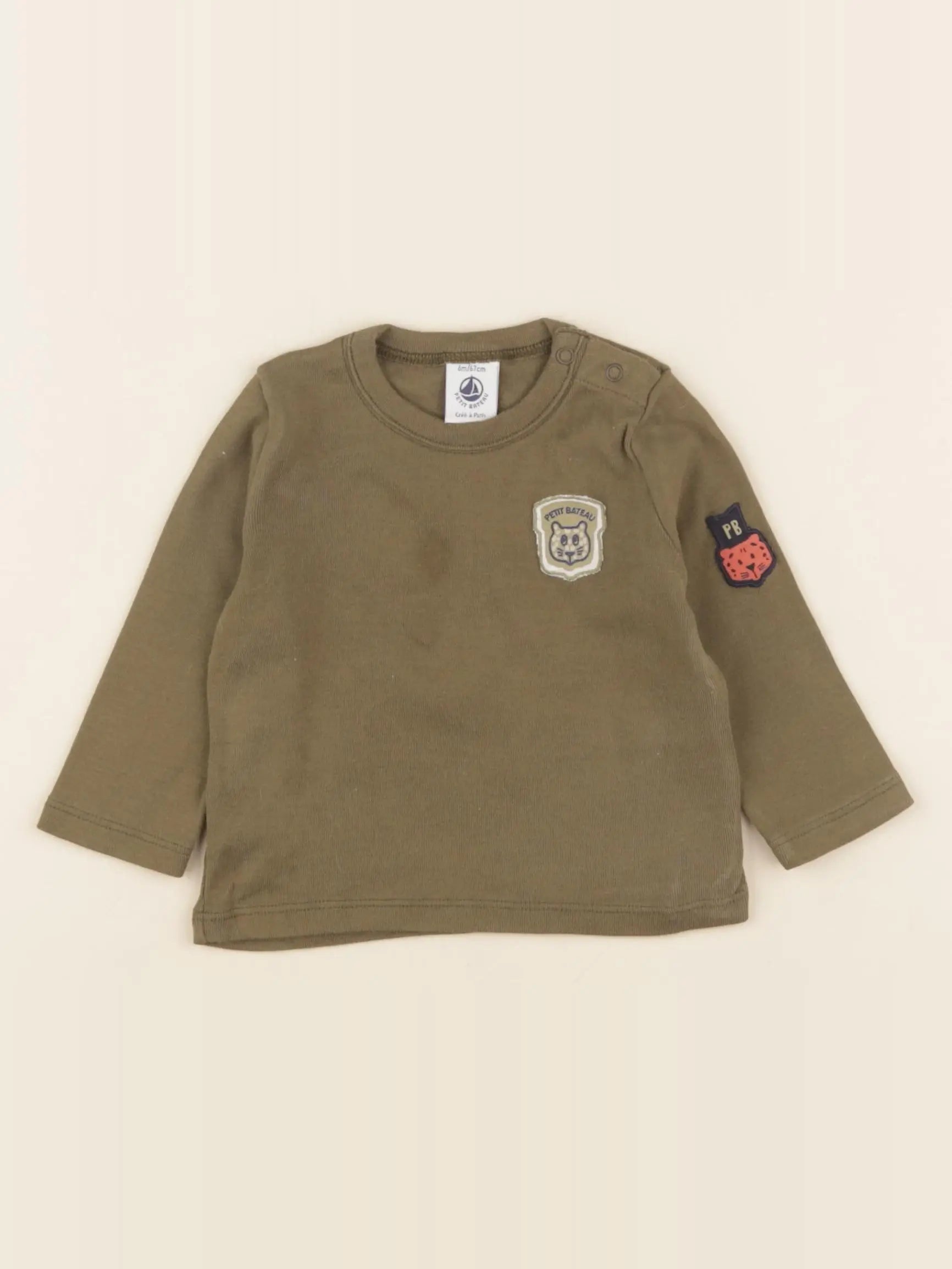 Petit Bateau - tee-shirt vert - 6 mois