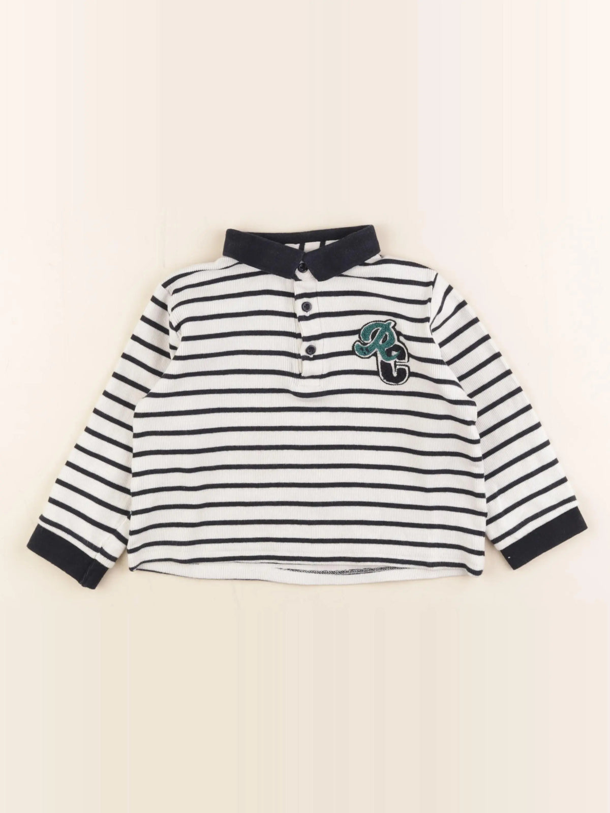 Little Cigogne - polo blanc, bleu - 3 ans