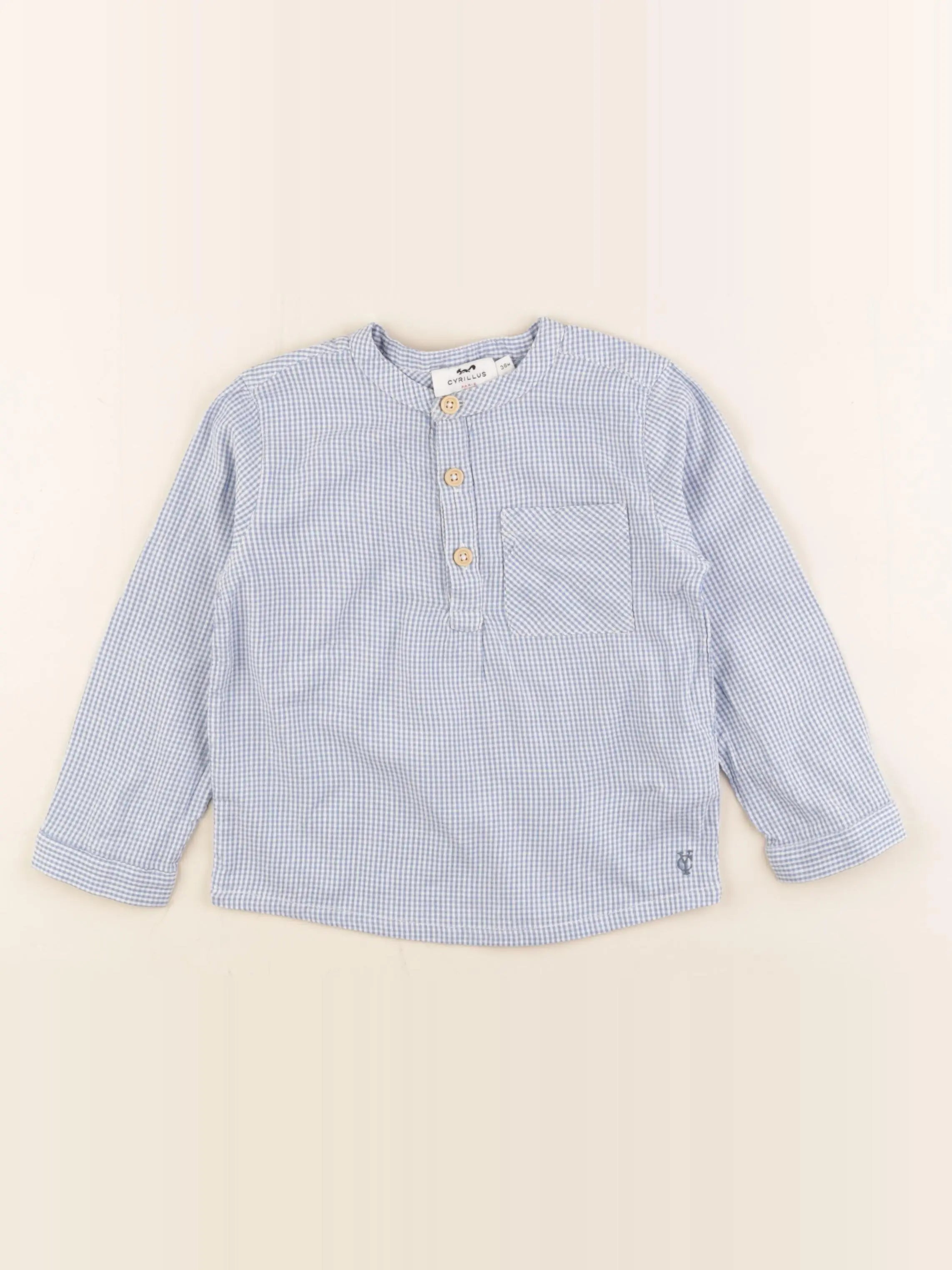 Cyrillus - chemise blanc, bleu - 36 mois