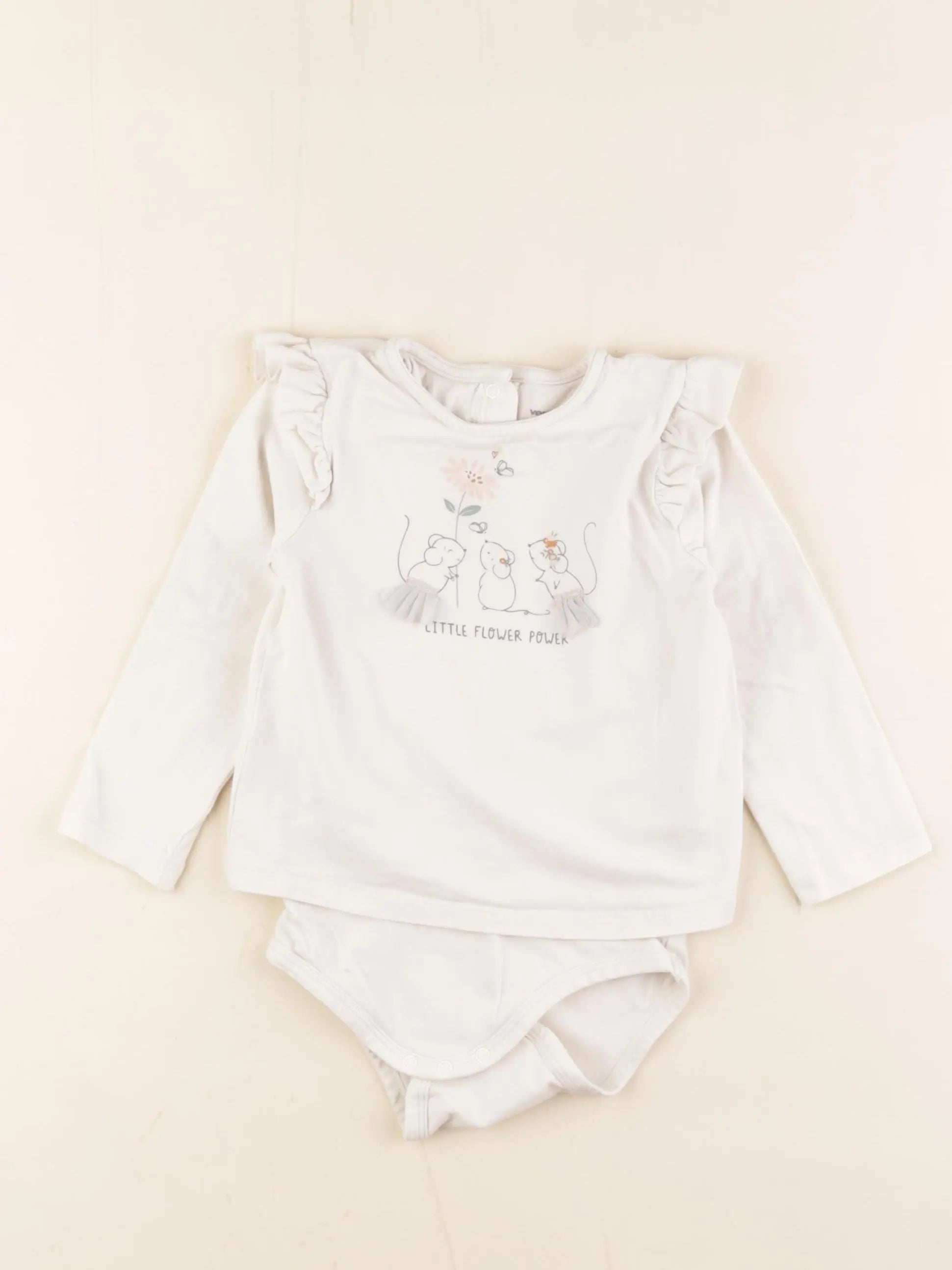 Vertbaudet - body tee-shirt beige - 18 mois