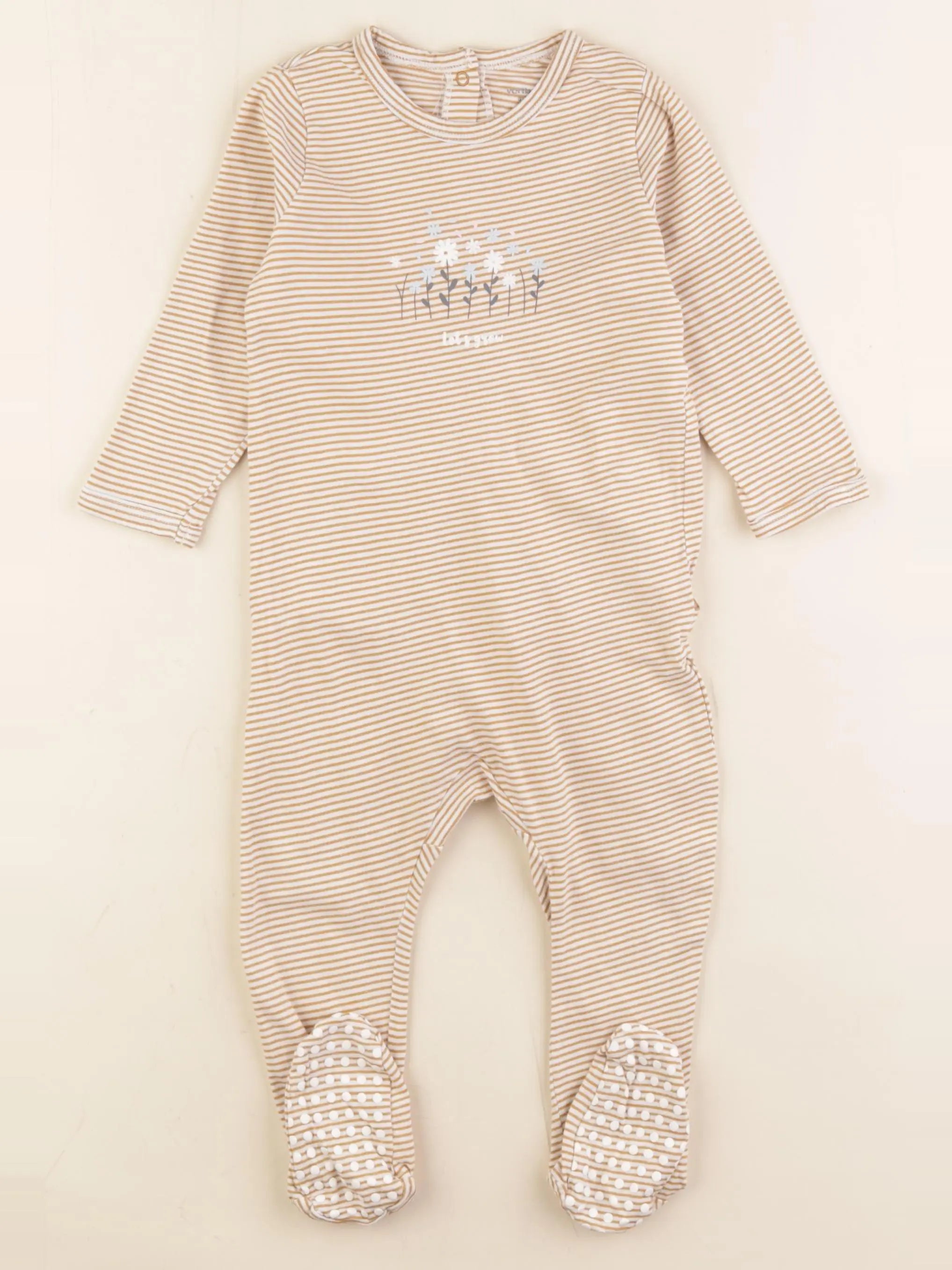 Vertbaudet - pyjama coton blanc, orange - 18 mois