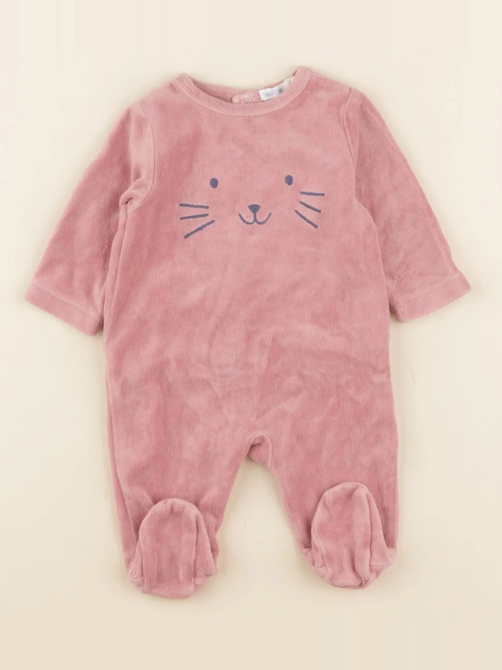 Boutchou - pyjama velours rose - 1 mois