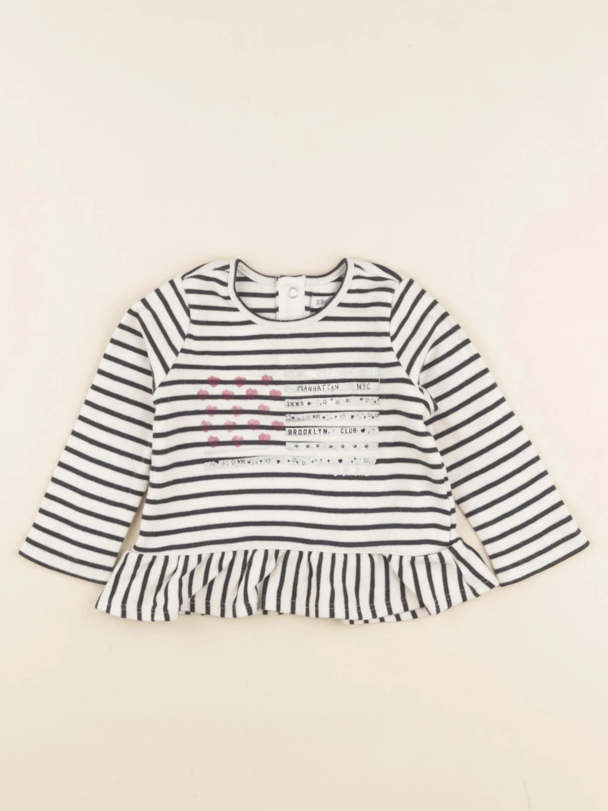 IKKS - tee-shirt blanc, bleu - 12 mois