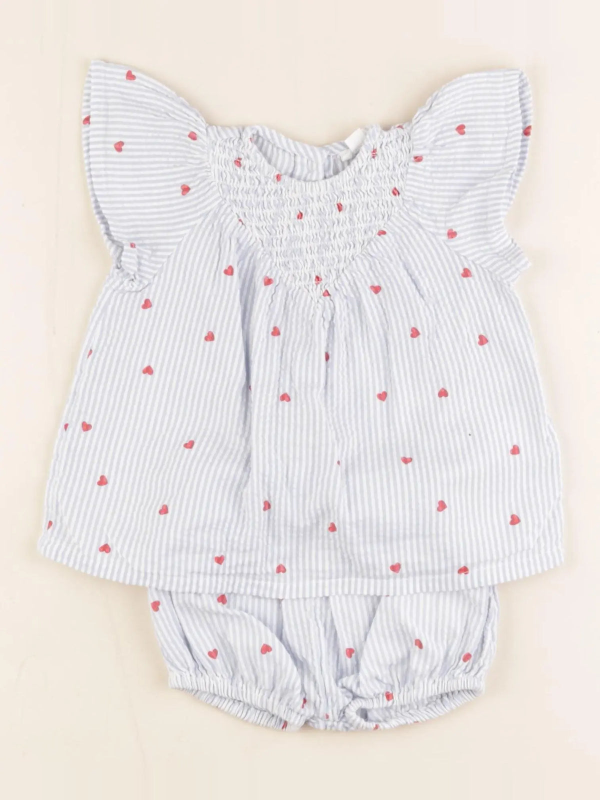 Vertbaudet - ensemble blanc, bleu - 3 mois