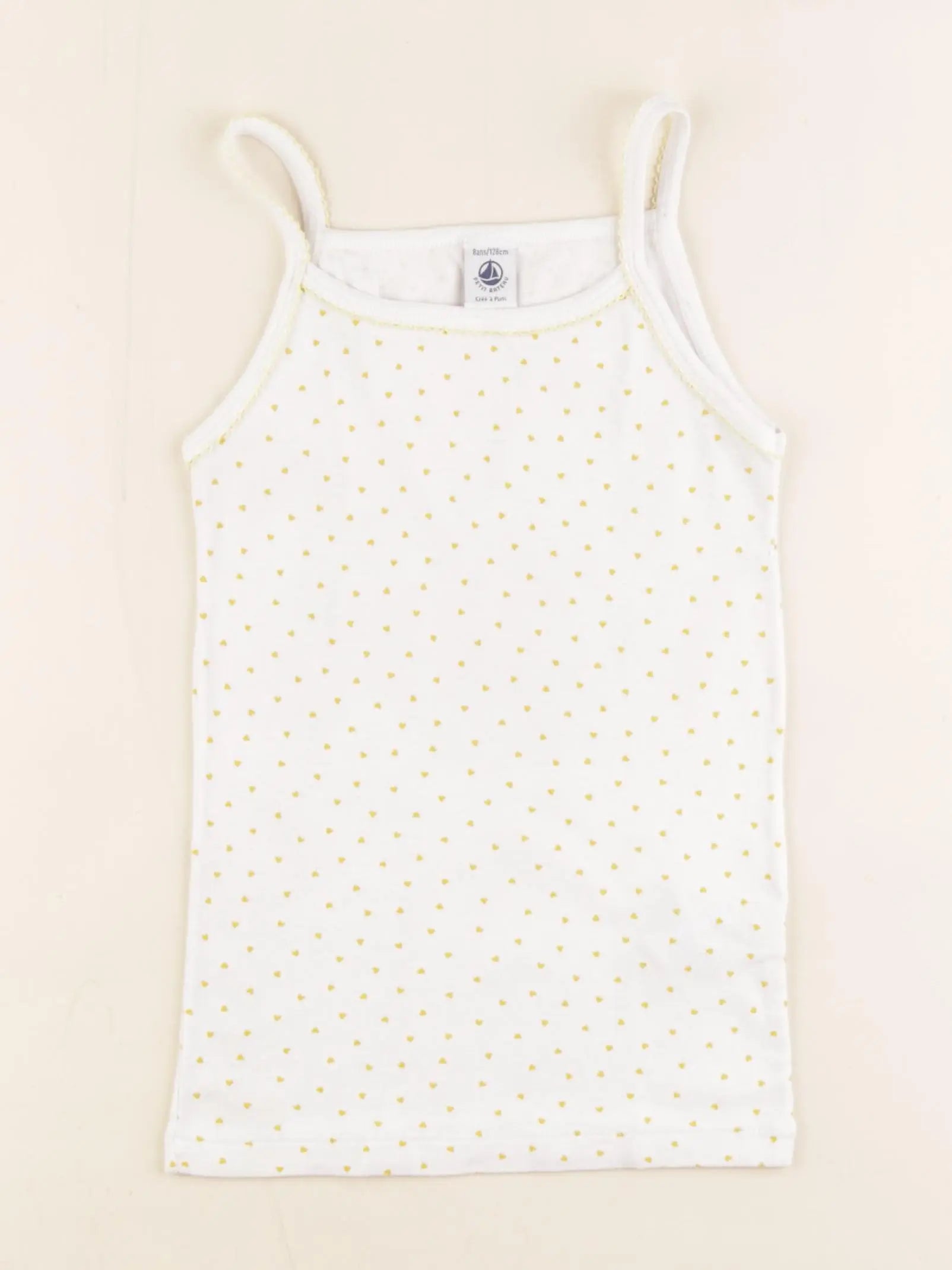 Petit Bateau - maillot de corps blanc, jaune - 8 ans