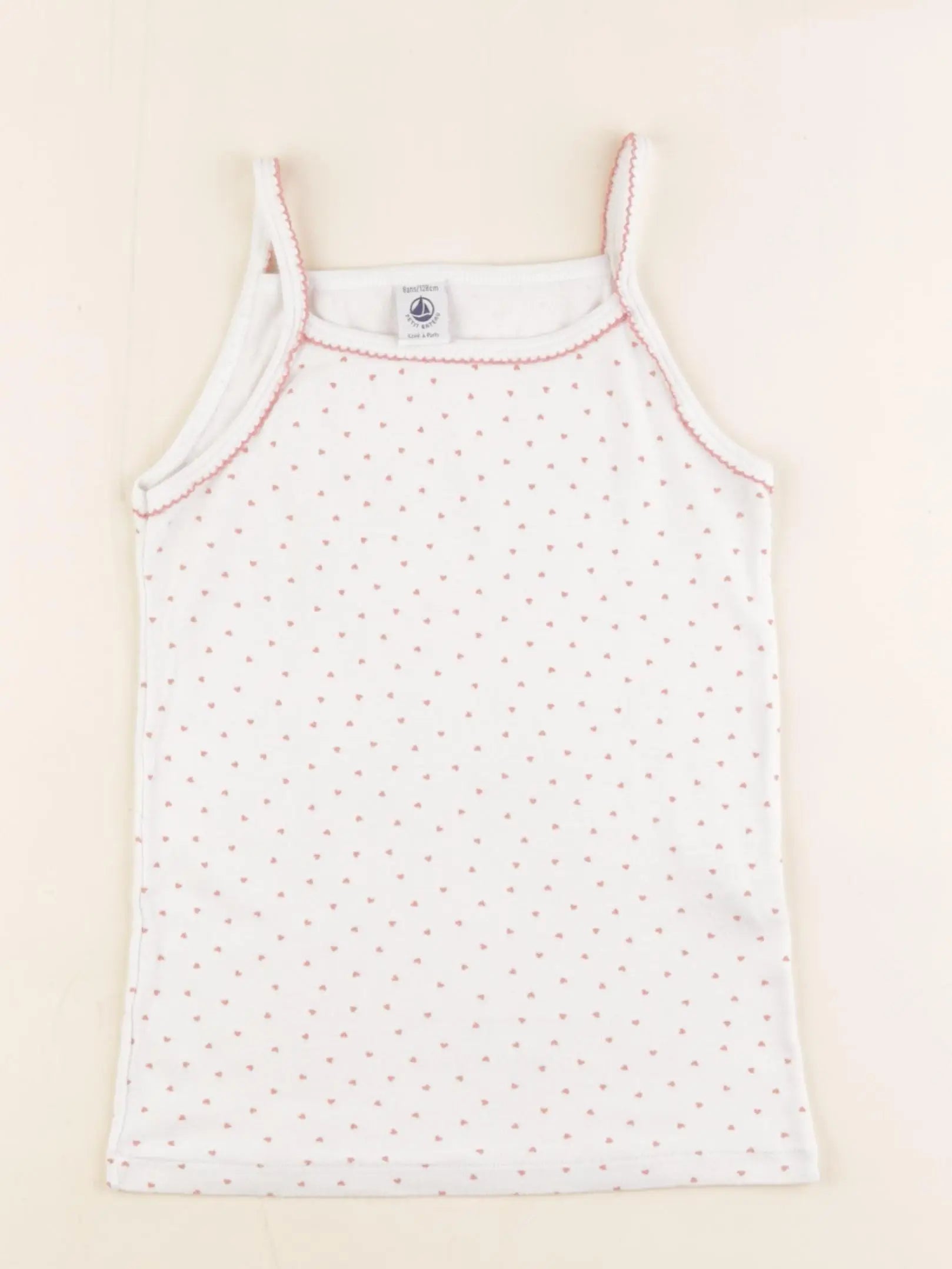 Petit Bateau - maillot de corps blanc, rose - 8 ans