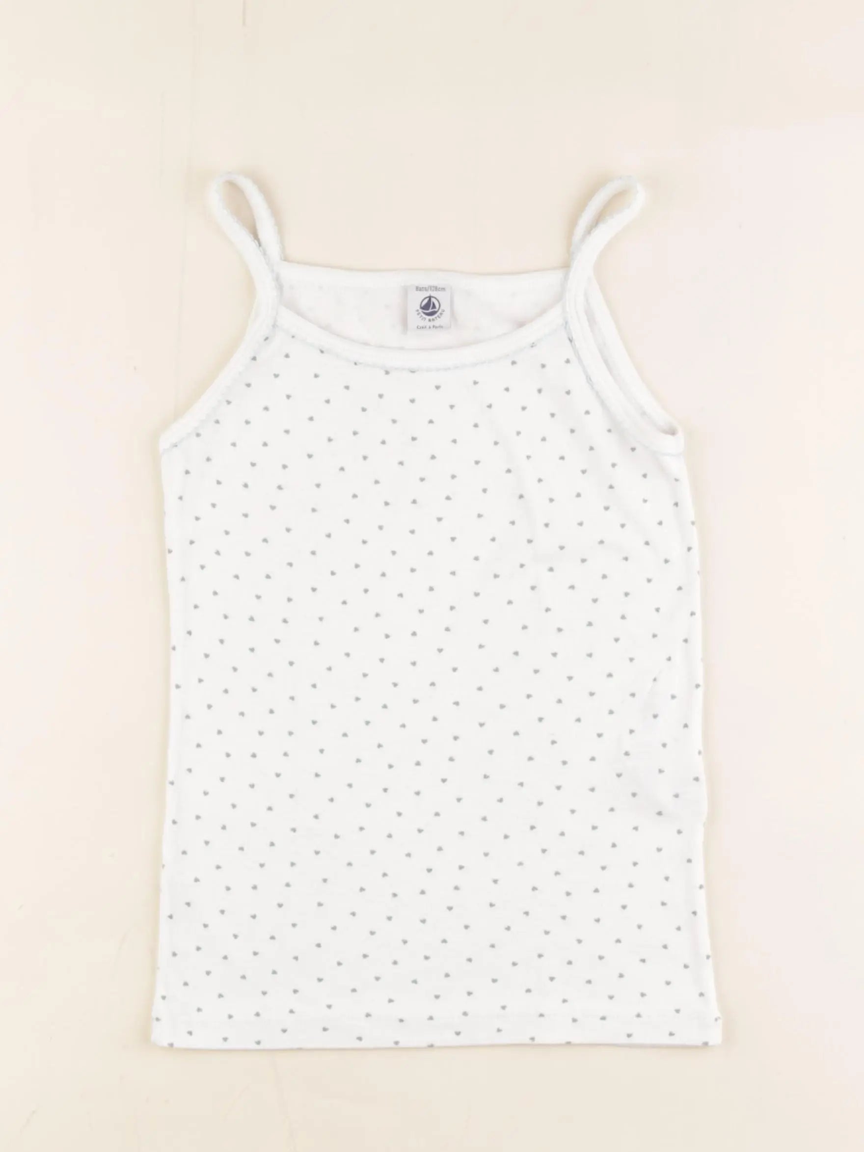 Petit Bateau - maillot de corps blanc, vert - 8 ans