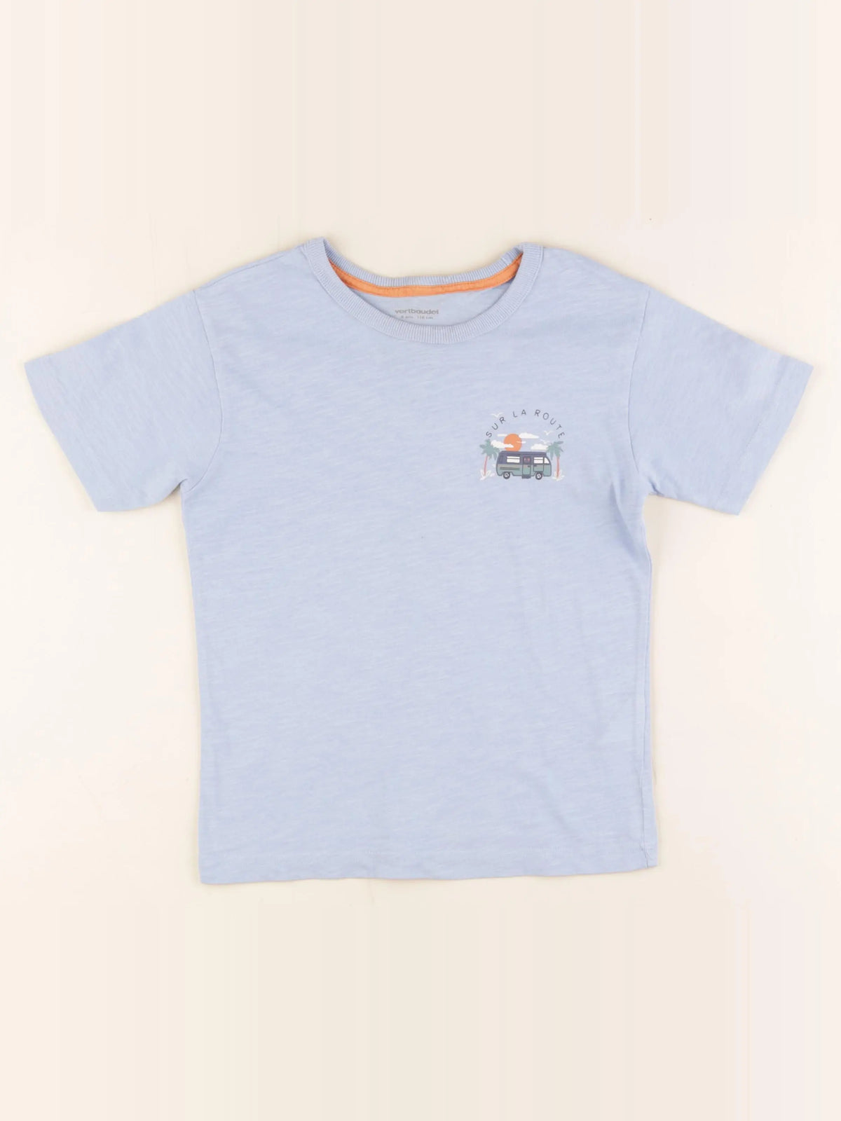 Vertbaudet - tee-shirt imprimé au dos bleu - 6 ans