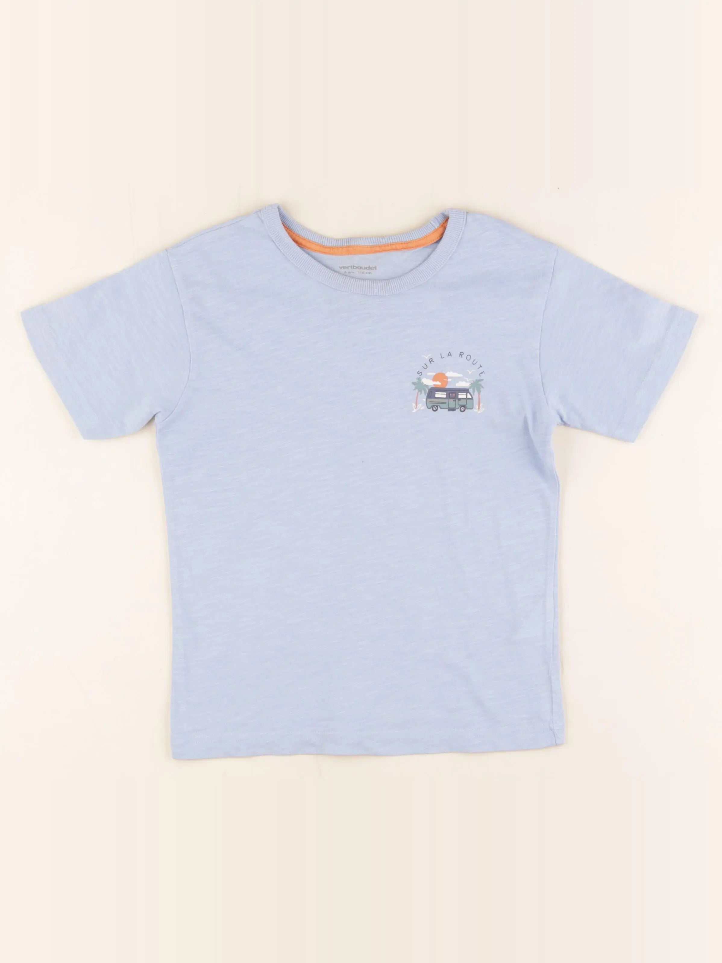 Vertbaudet - tee-shirt imprimé au dos bleu - 6 ans