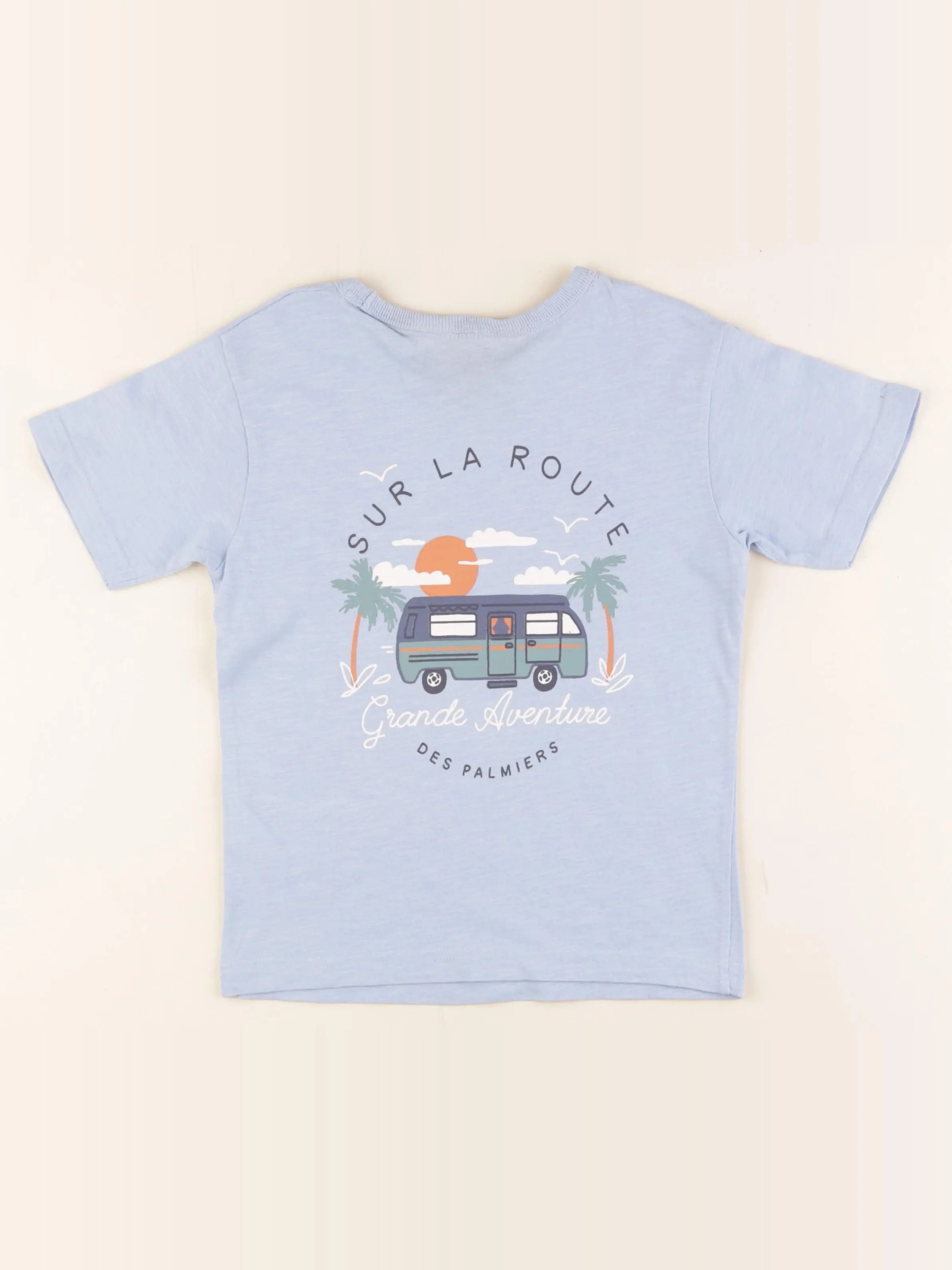 Vertbaudet - tee-shirt imprimé au dos bleu - 6 ans