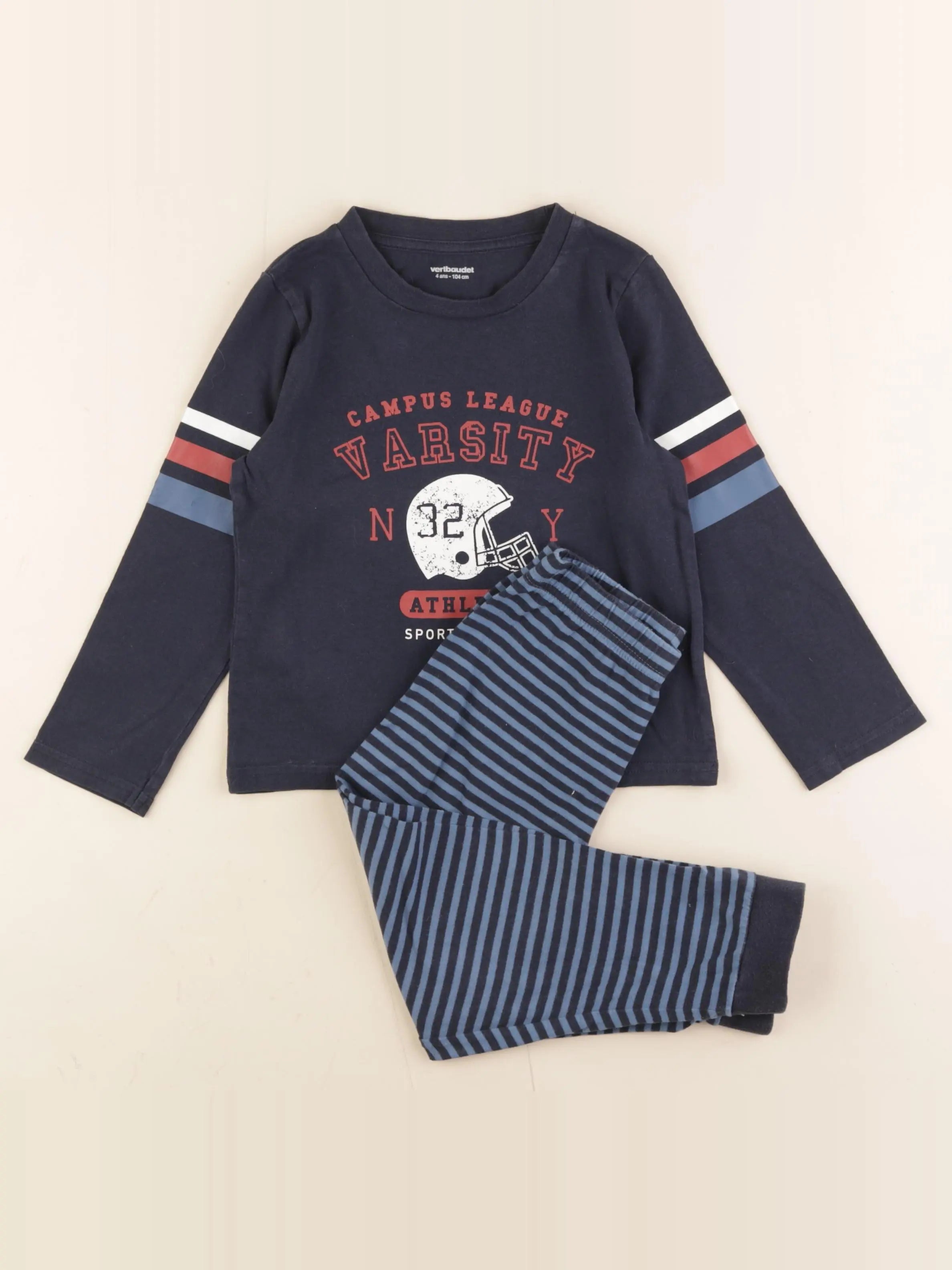 Vertbaudet - pyjama coton bleu - 4 ans