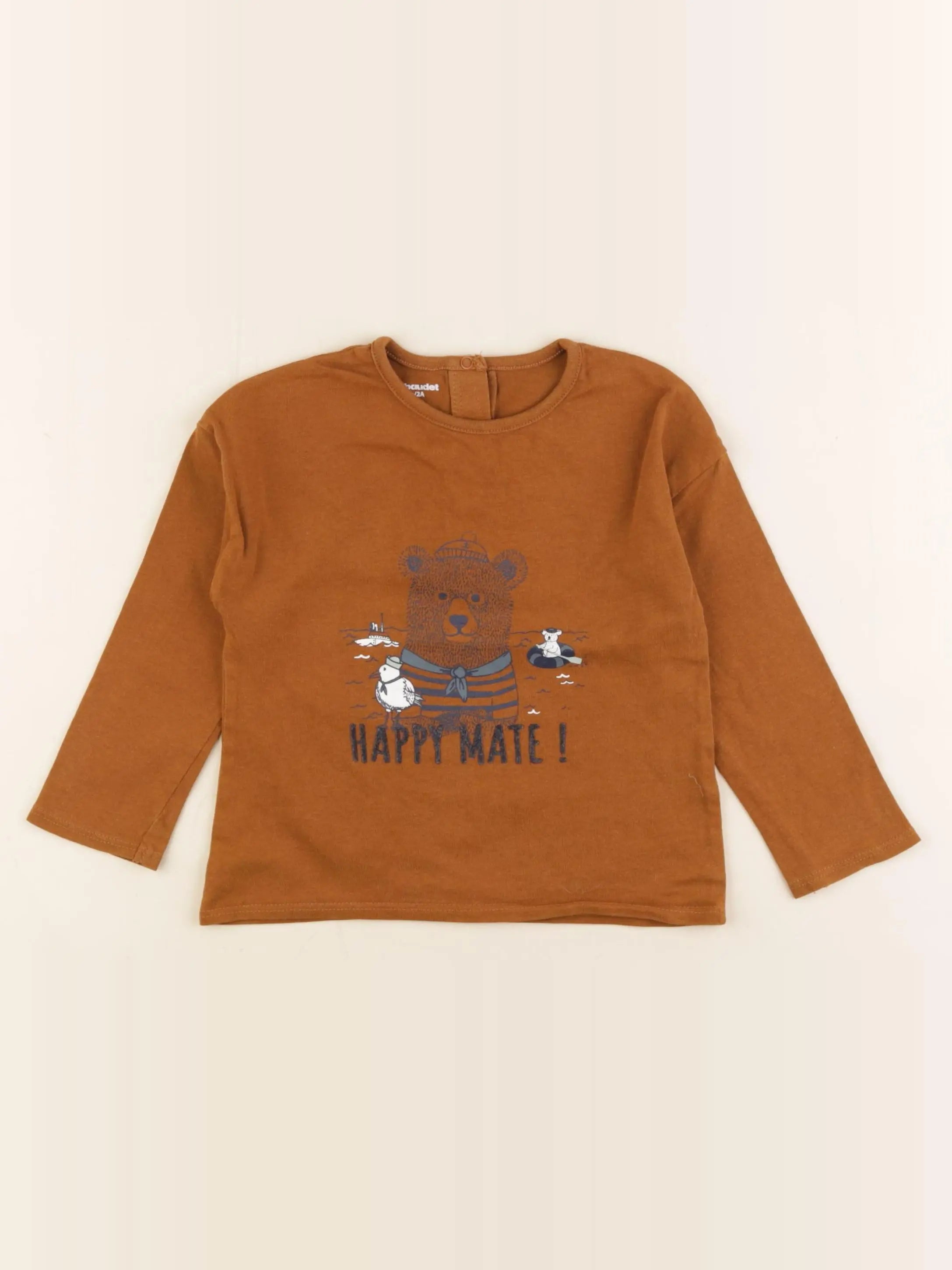 Vertbaudet - tee-shirt marron - 2 ans