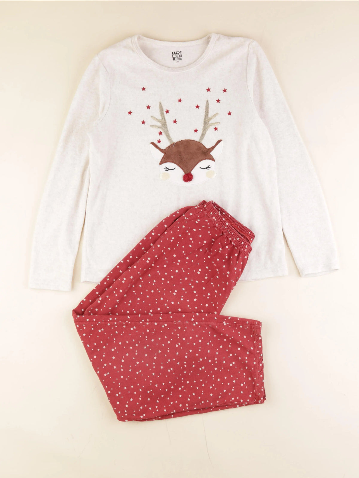 La Redoute - pyjama velours rouge, beige - 12 ans