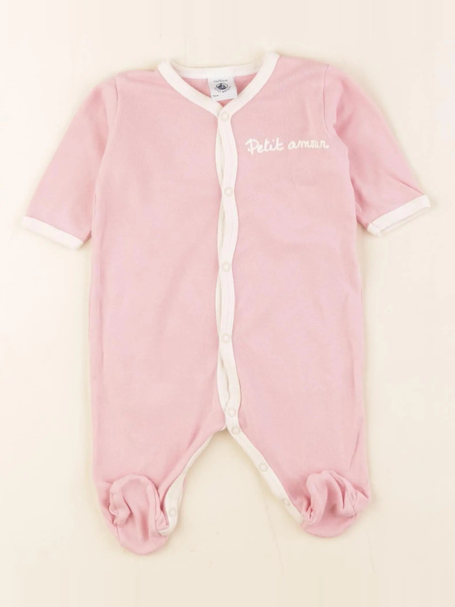 Petit Bateau - pyjama coton rose - 1 mois