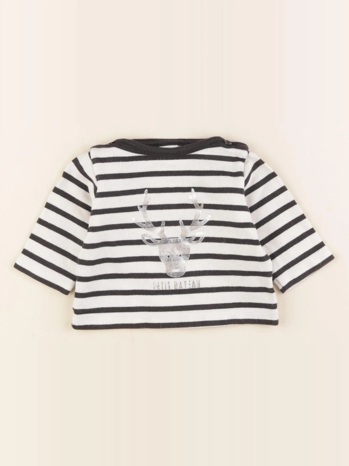 Petit Bateau - tee-shirt blanc, bleu - 3 mois