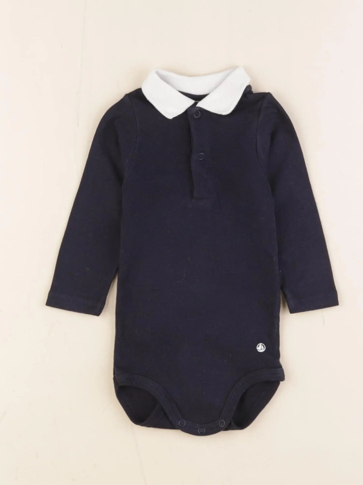 Petit Bateau - body à col bleu - 6 mois