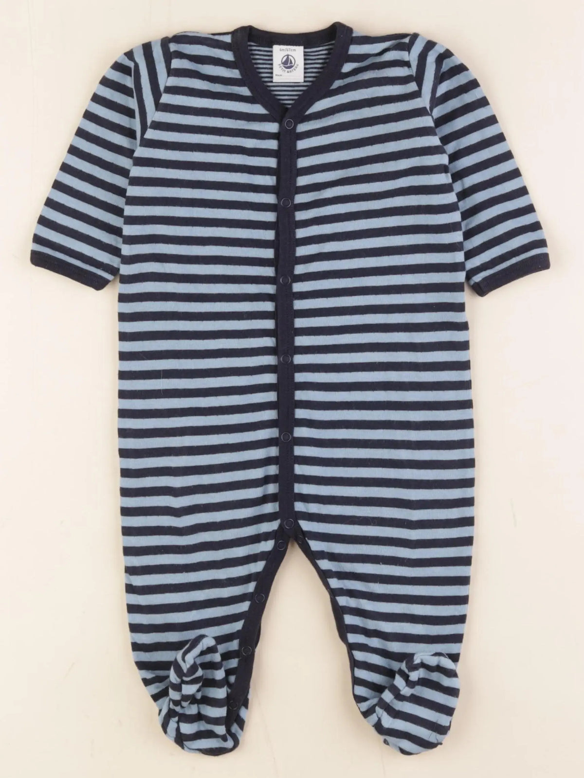 Petit Bateau - pyjama coton bleu - 6 mois