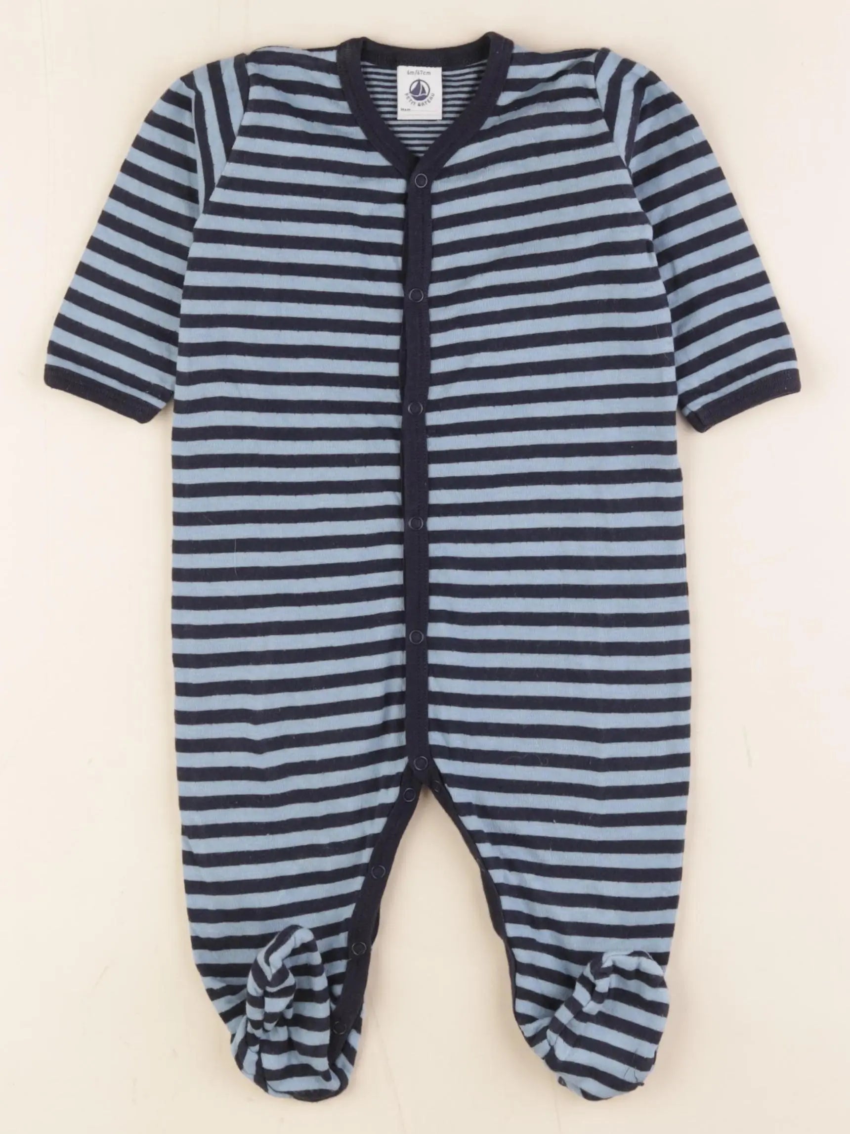 Petit Bateau - pyjama coton bleu - 6 mois
