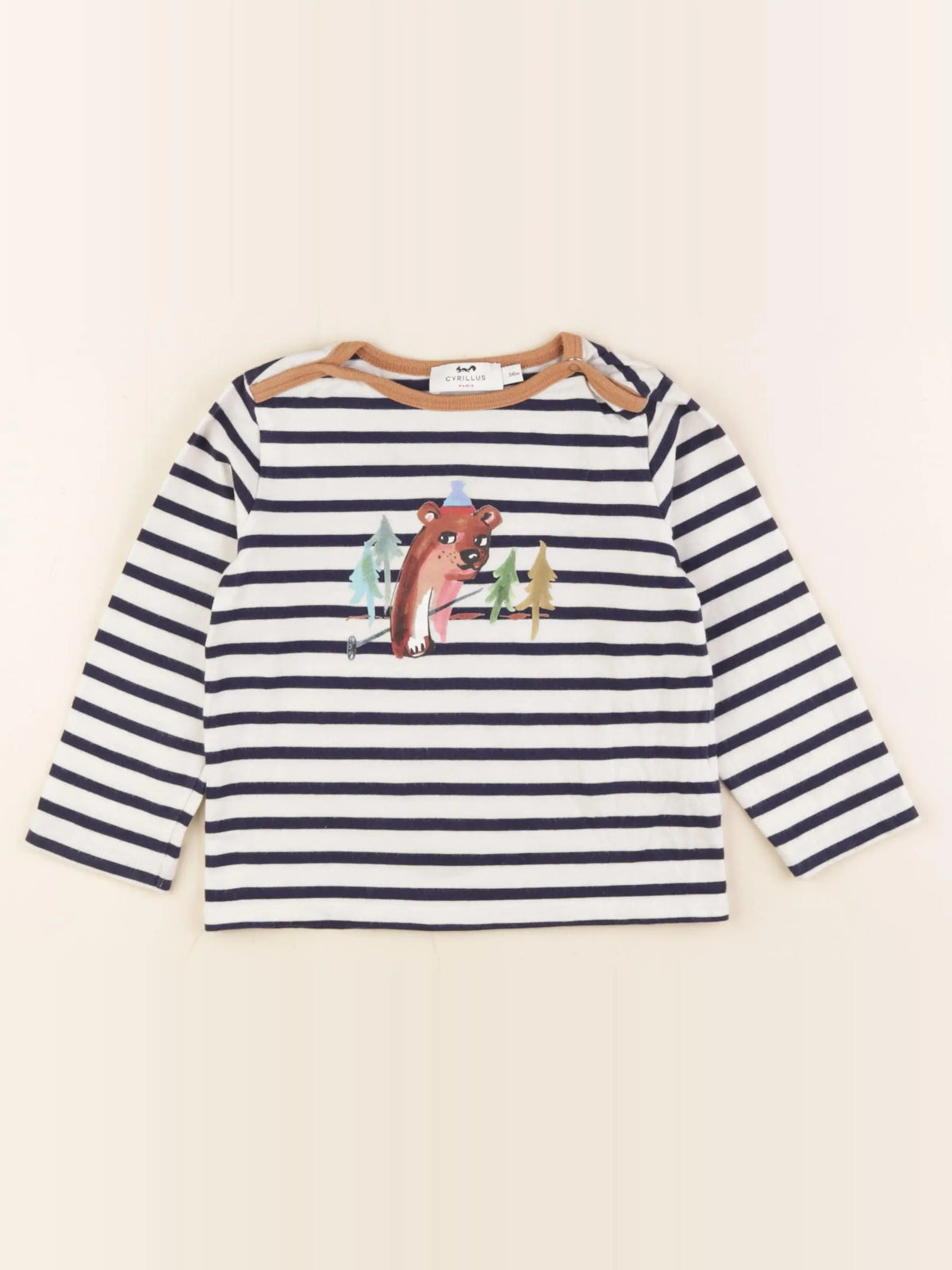 Cyrillus - tee-shirt blanc, bleu - 36 mois