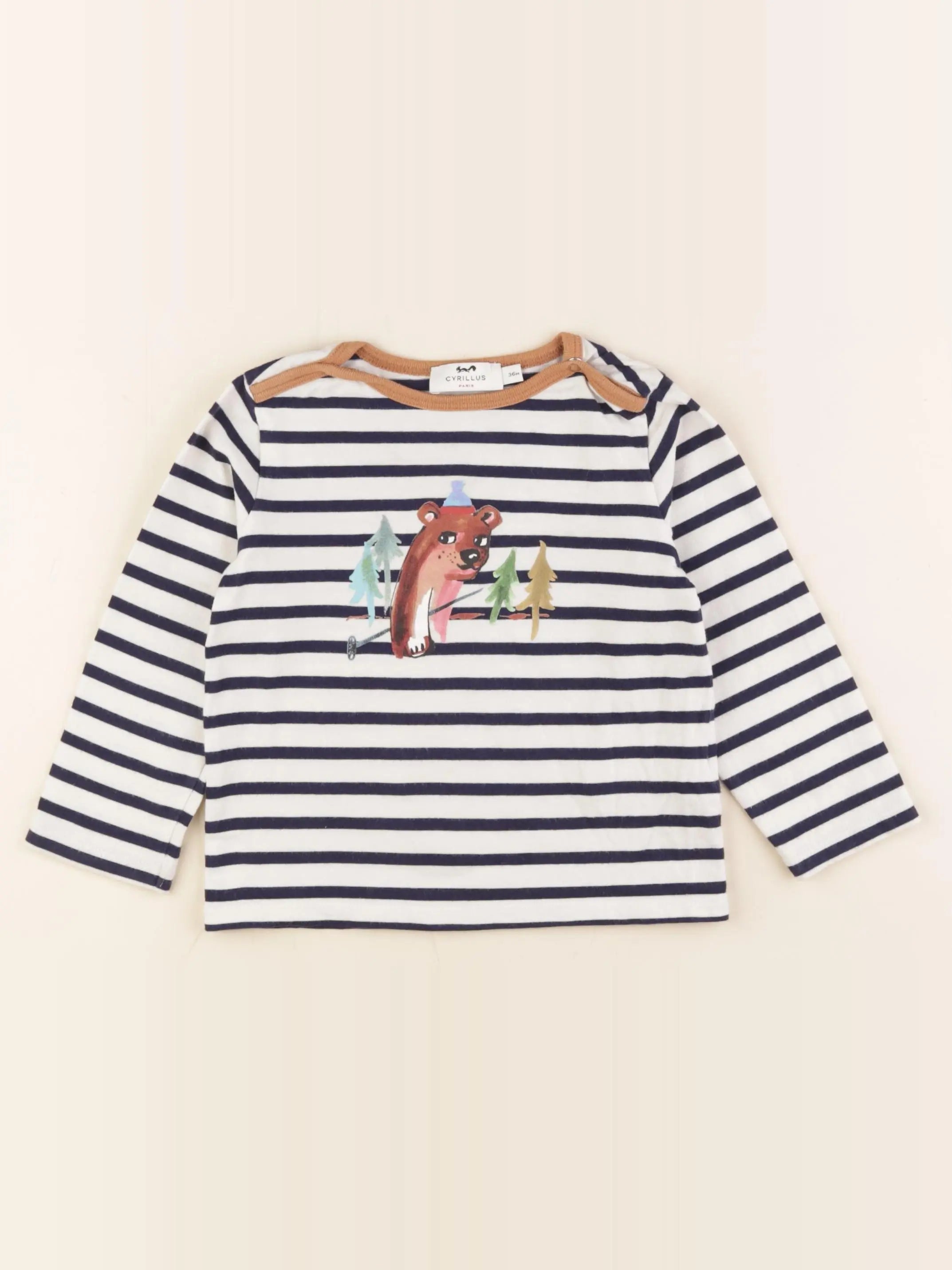 Cyrillus - tee-shirt blanc, bleu - 36 mois