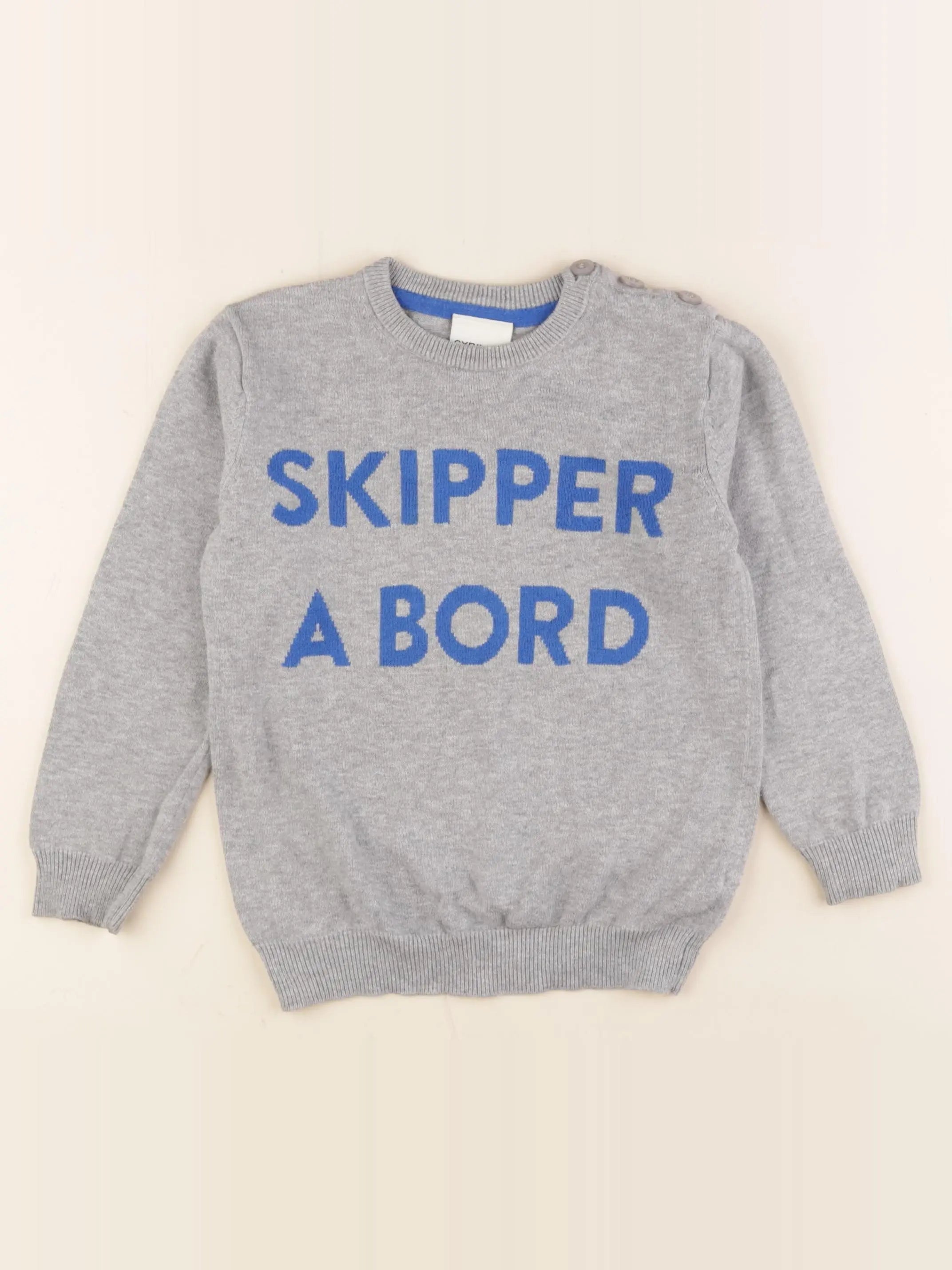 Cyrillus - pull bleu, gris - 4 ans