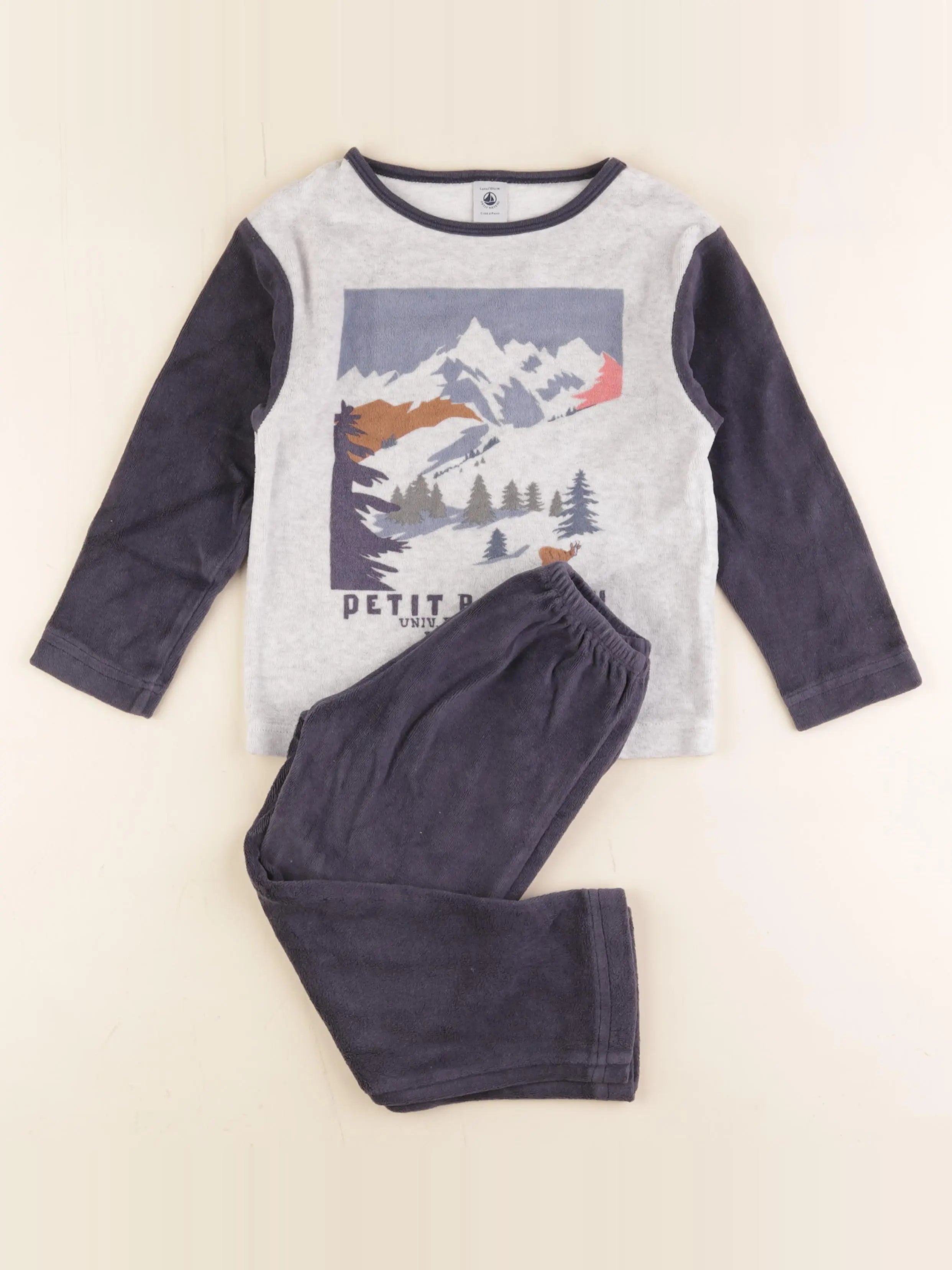 Petit Bateau - pyjama velours bleu - 4 ans