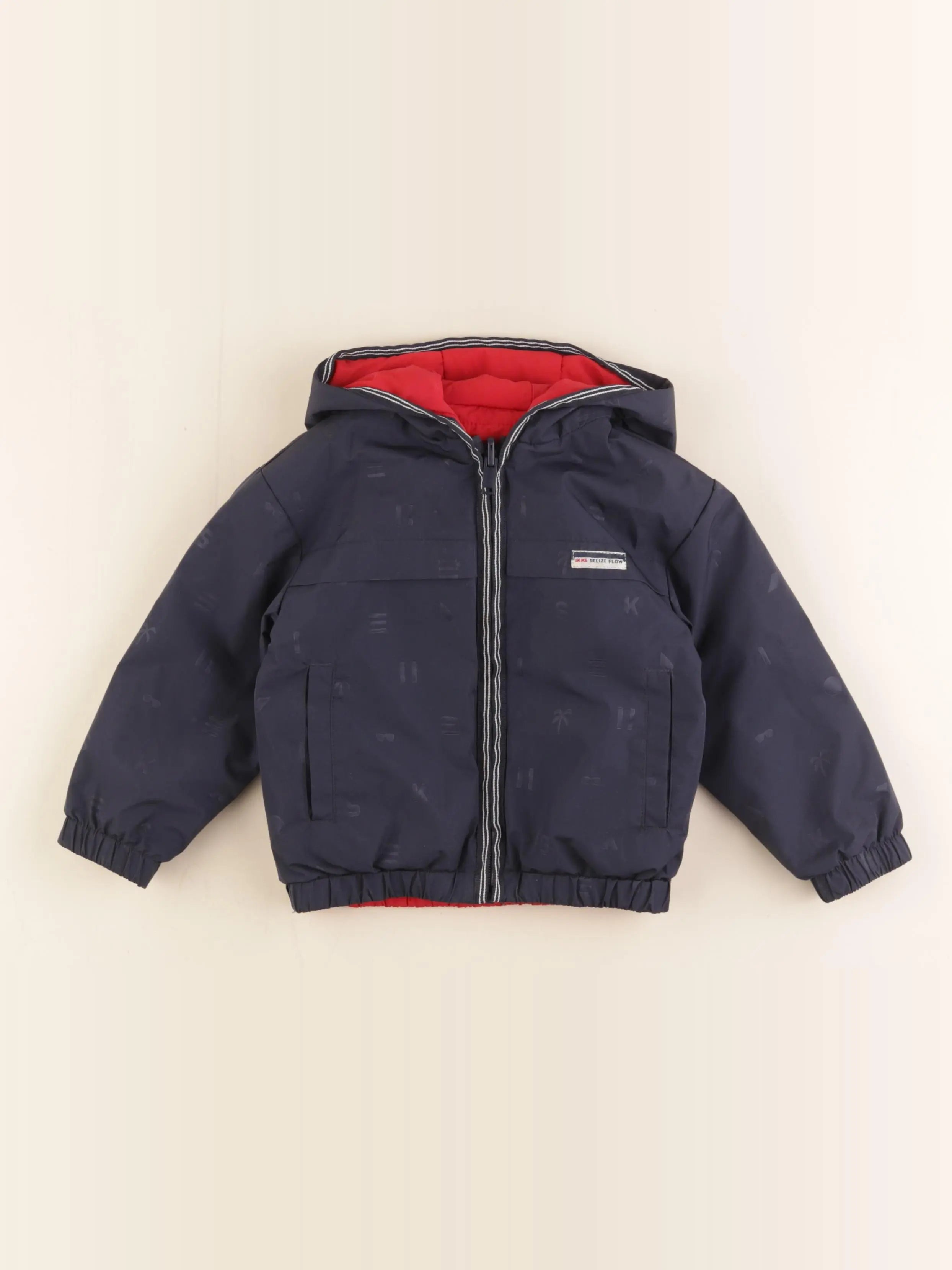 IKKS - imperméable réversible rouge, bleu - 2 ans