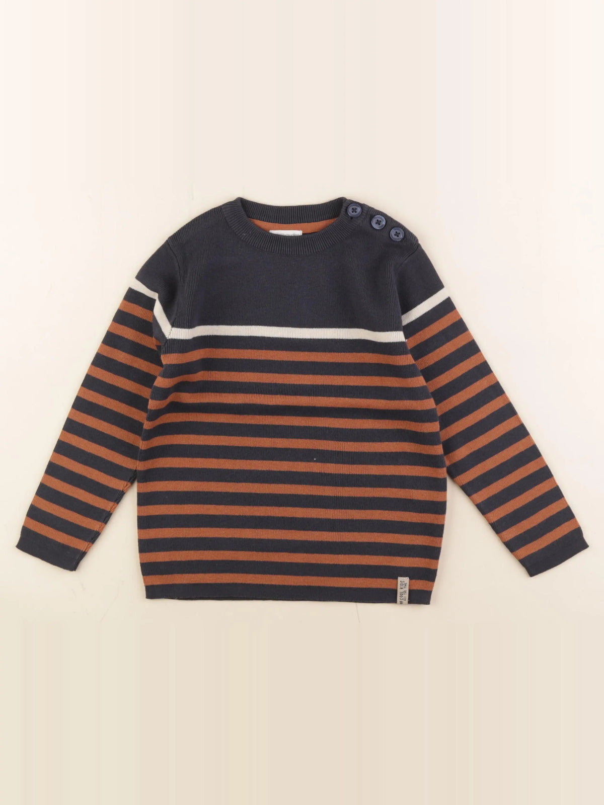 Vertbaudet - pull marron, bleu - 5 ans