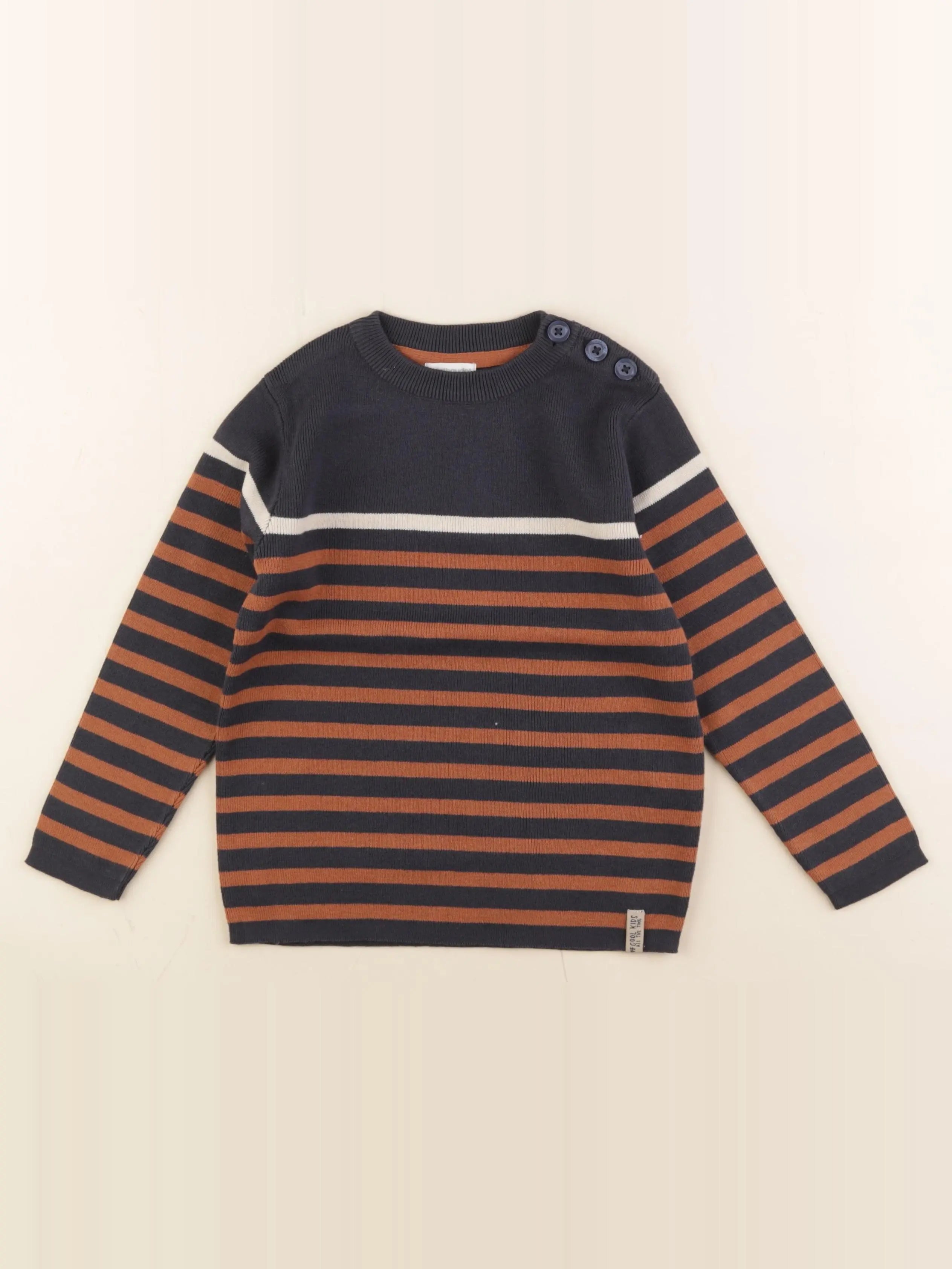 Vertbaudet - pull marron, bleu - 5 ans