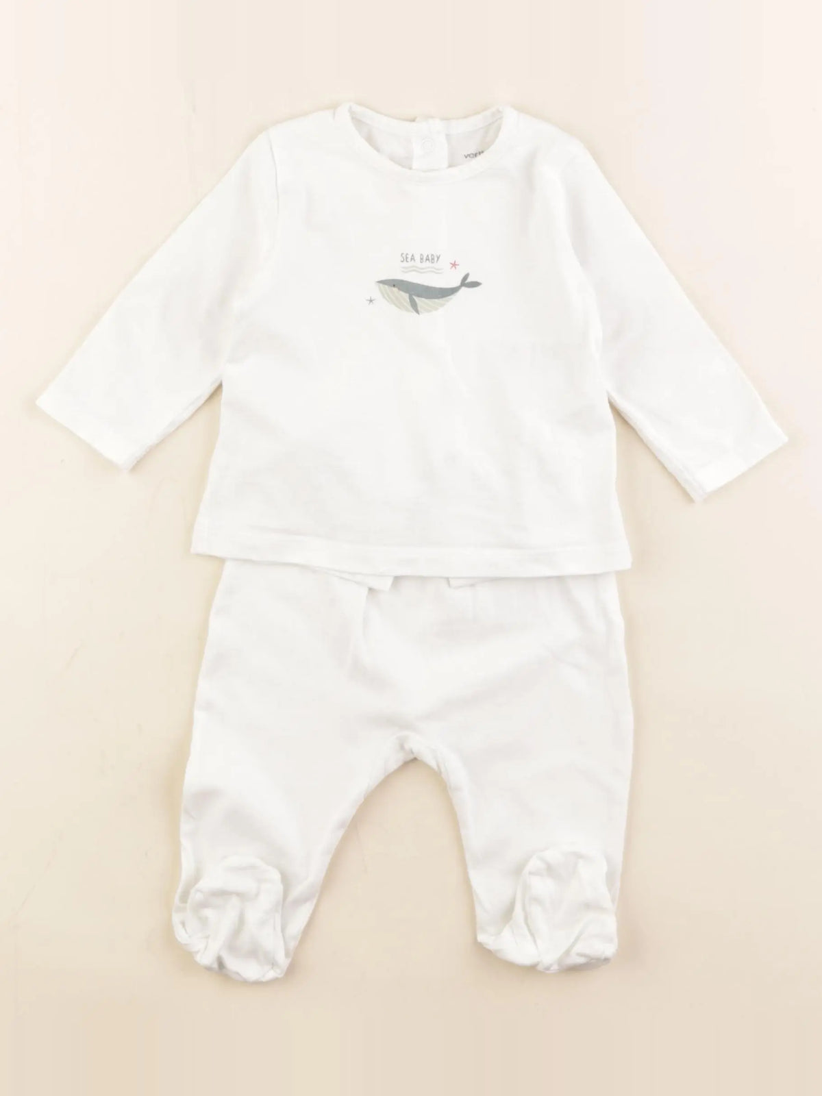 Vertbaudet - pyjama coton blanc - 3 mois