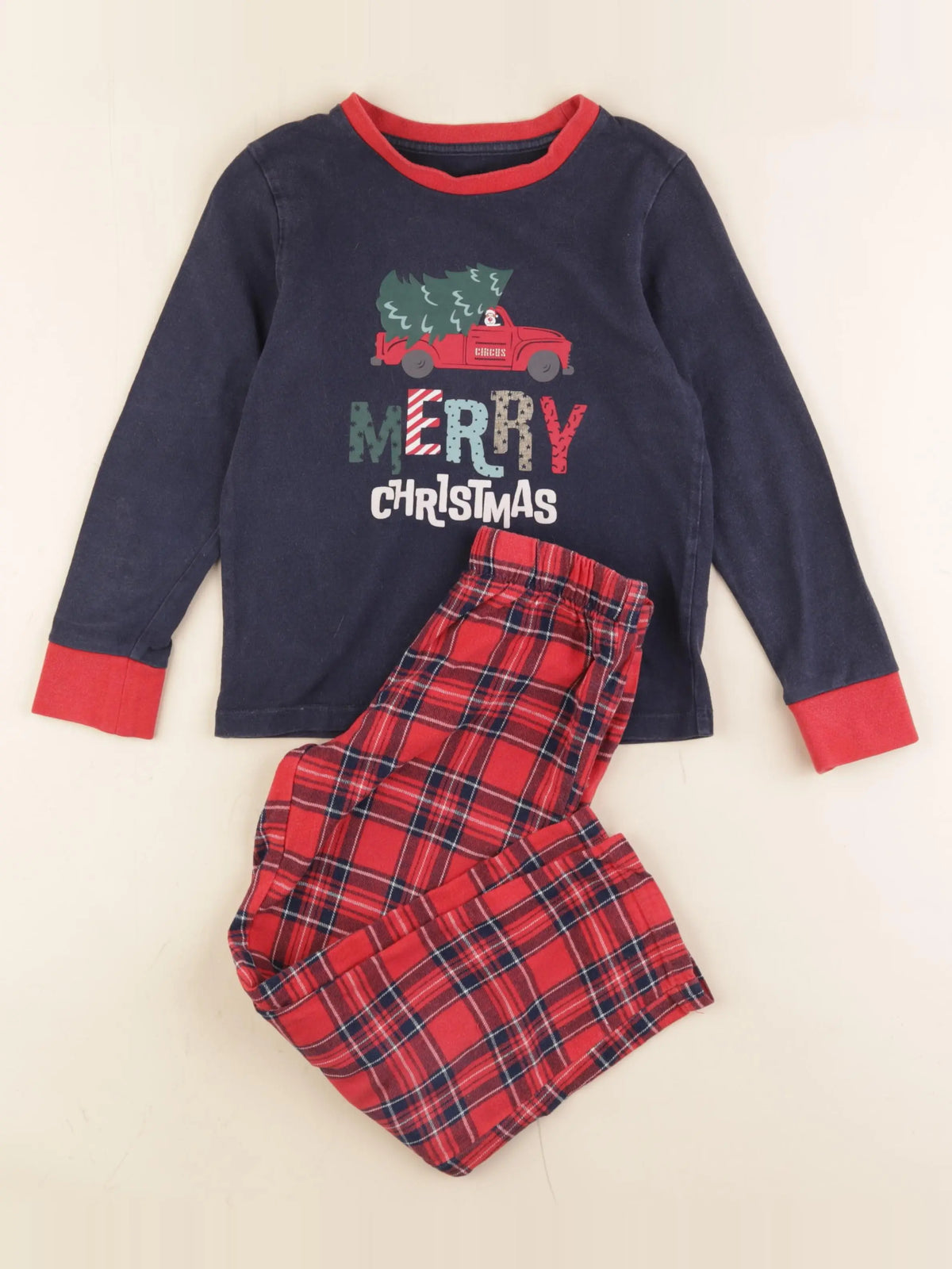 Vertbaudet - pyjama coton bleu, rouge - 6 ans
