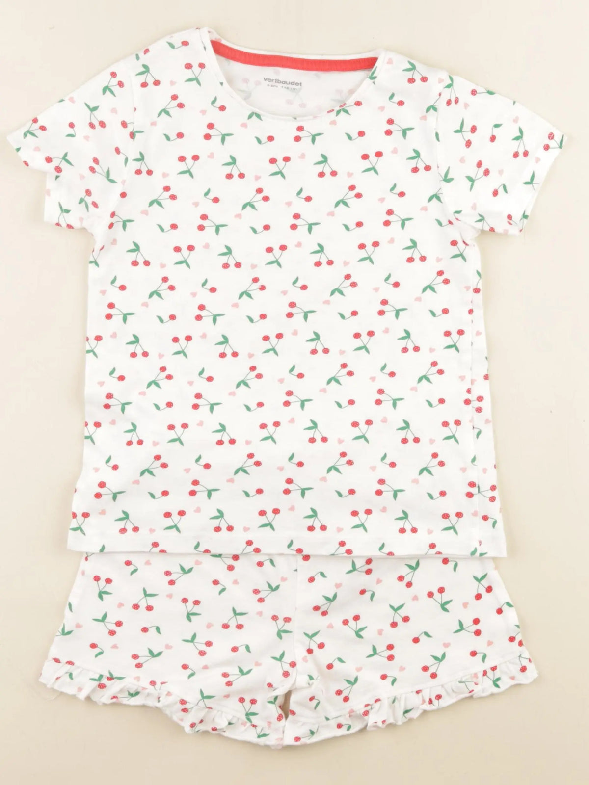 Vertbaudet - pyjama coton blanc, rouge - 6 ans
