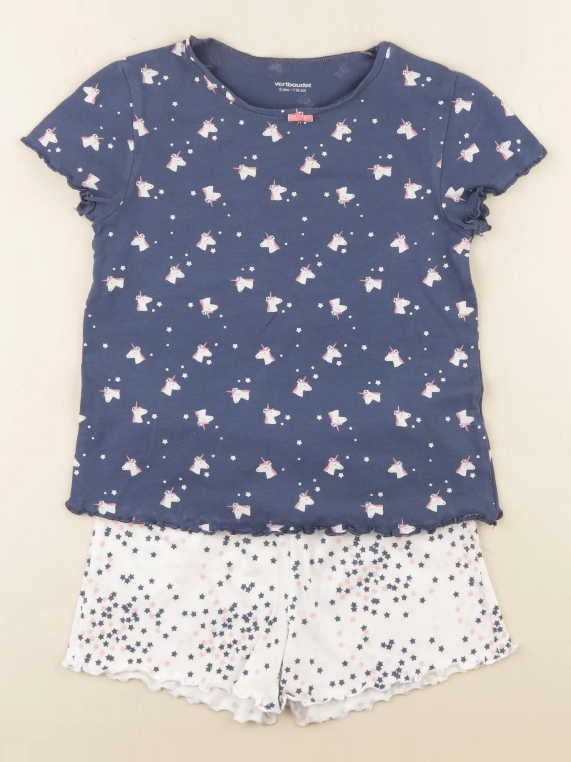 Vertbaudet - pyjama coton blanc, bleu - 6 ans