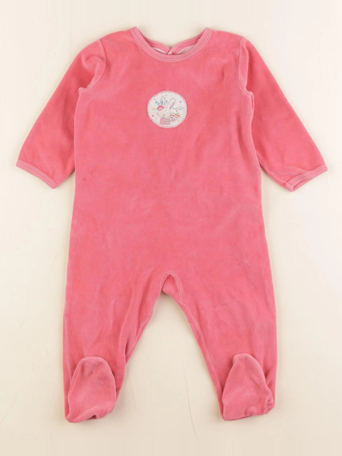 Petit Bateau - pyjama velours rose - 12 mois