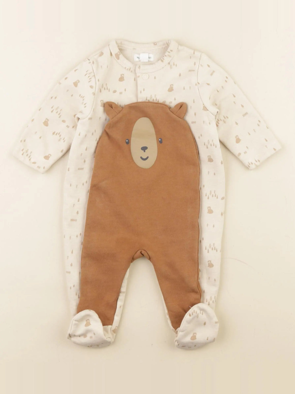 Vertbaudet - pyjama coton beige - 3 mois