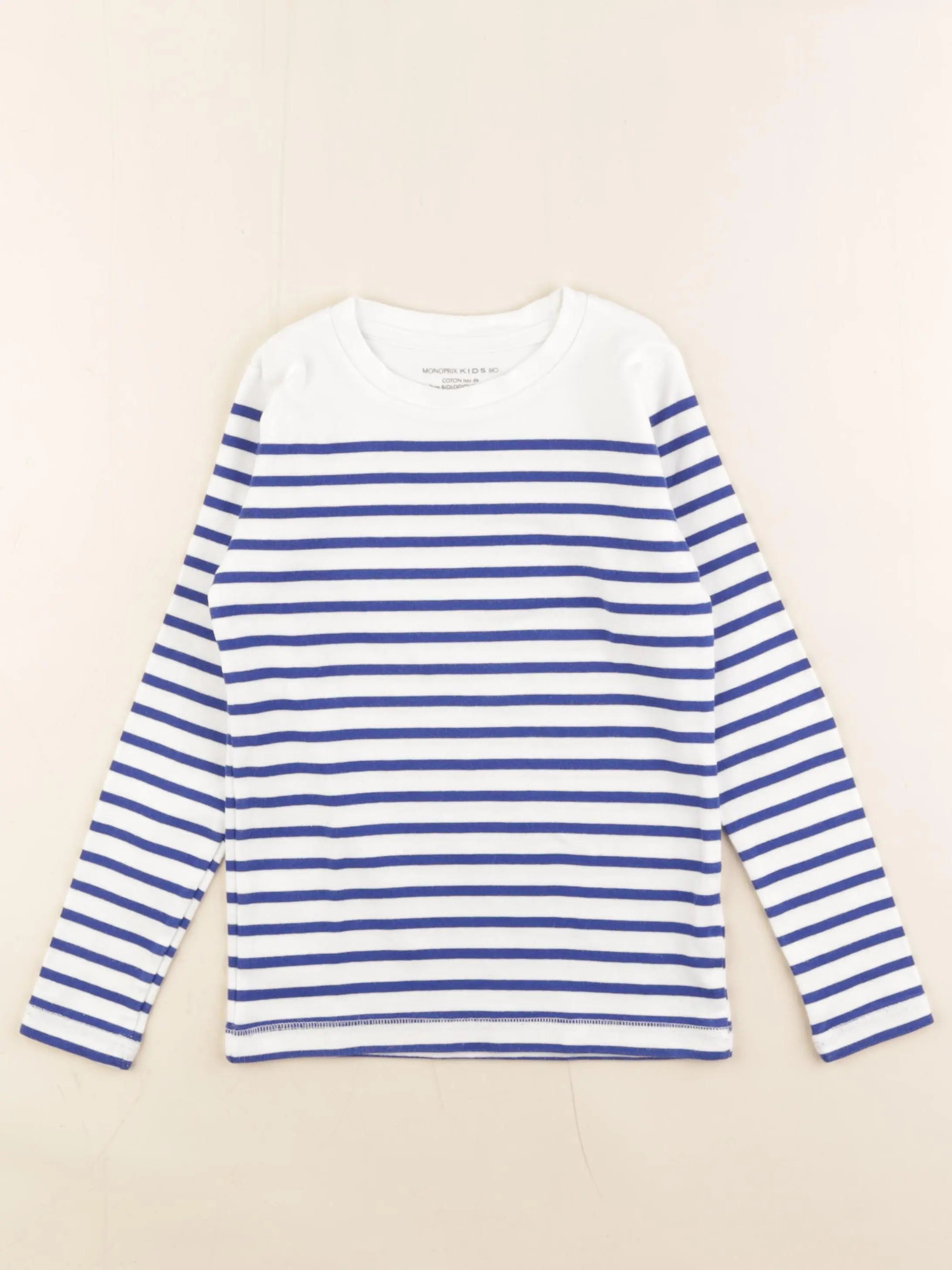 Monoprix - tee-shirt blanc, bleu - 8 ans