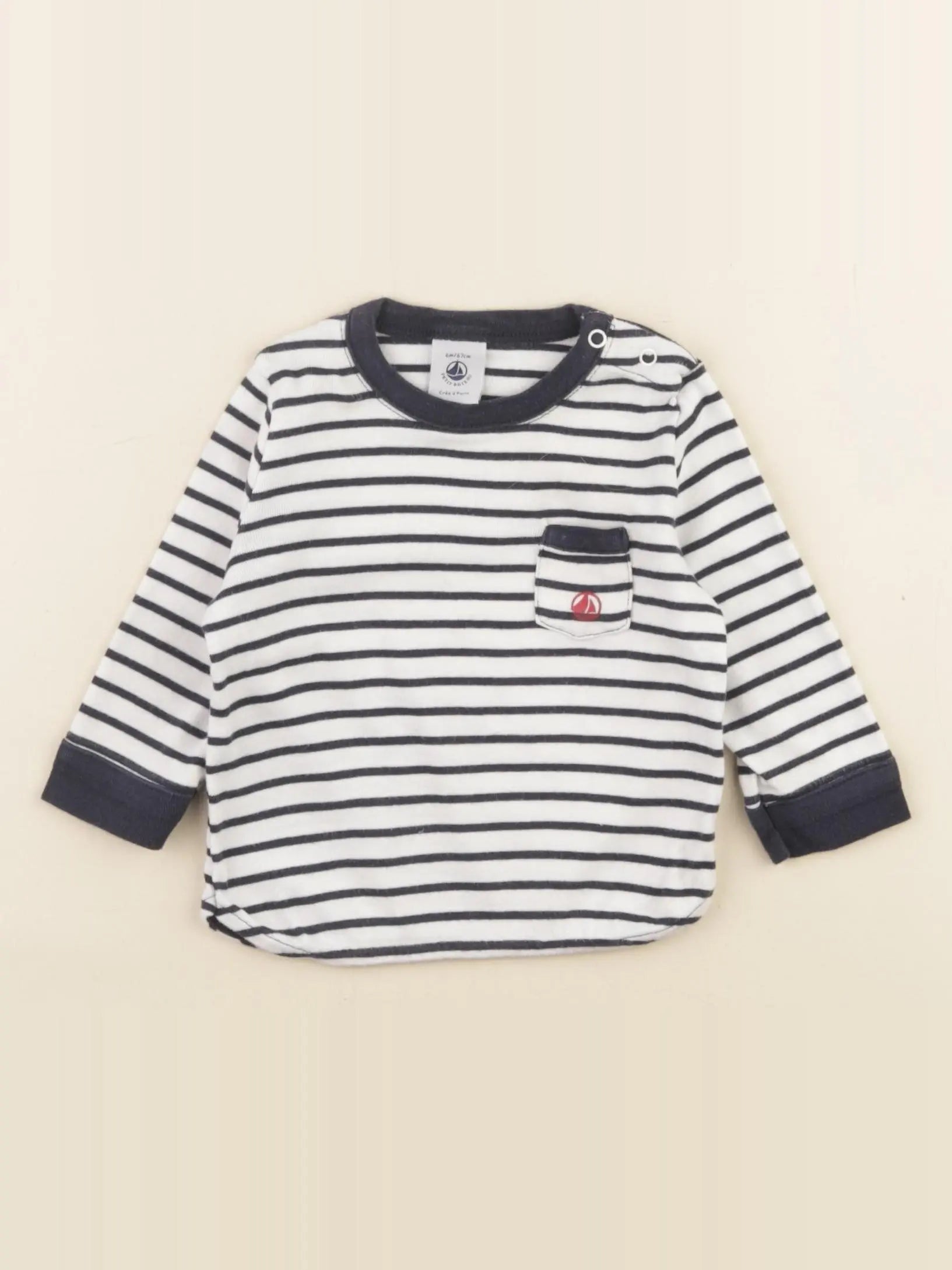 Petit Bateau - tee-shirt bleu, blanc - 6 mois