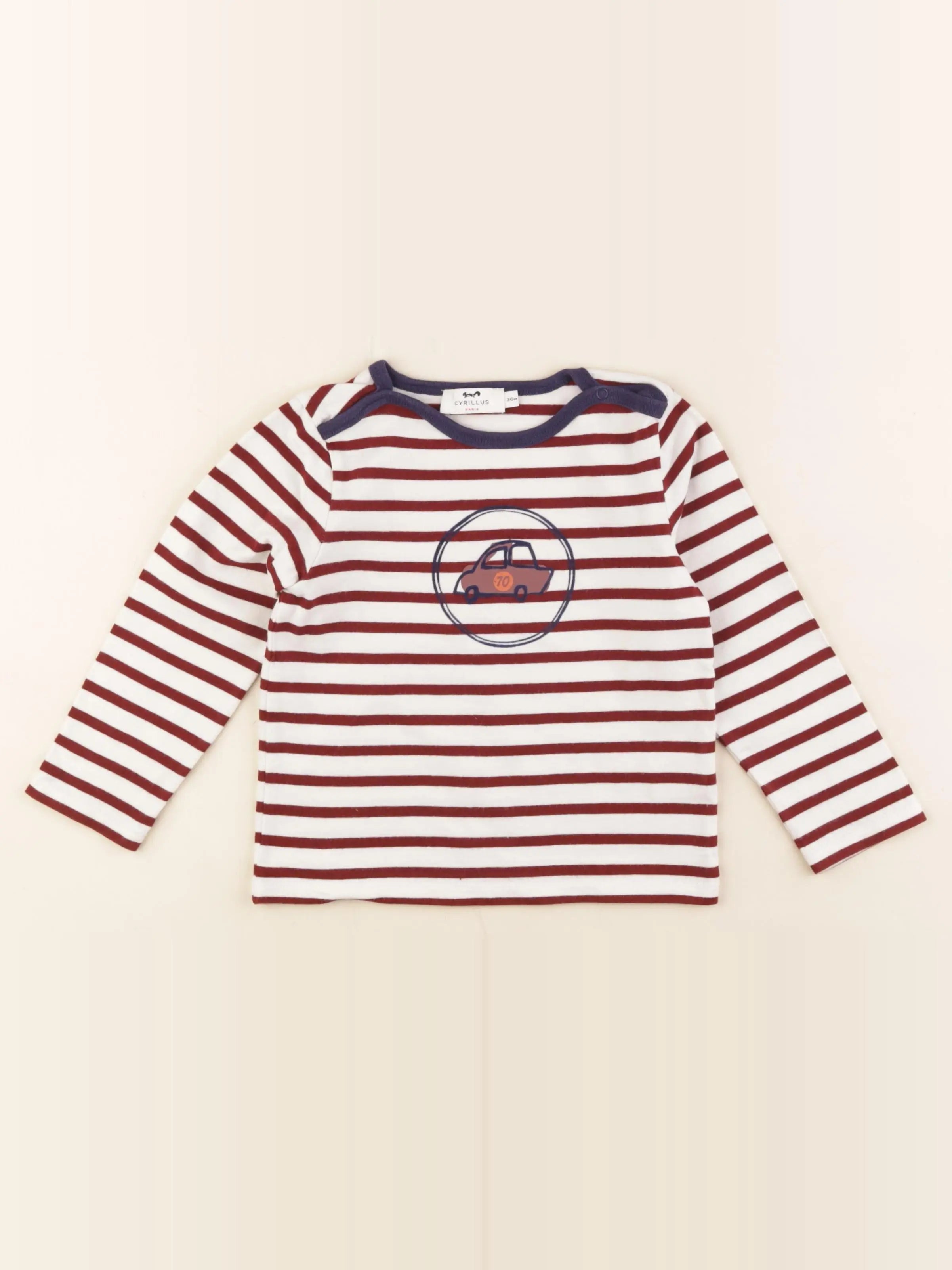 Cyrillus - tee-shirt blanc, rouge - 36 mois