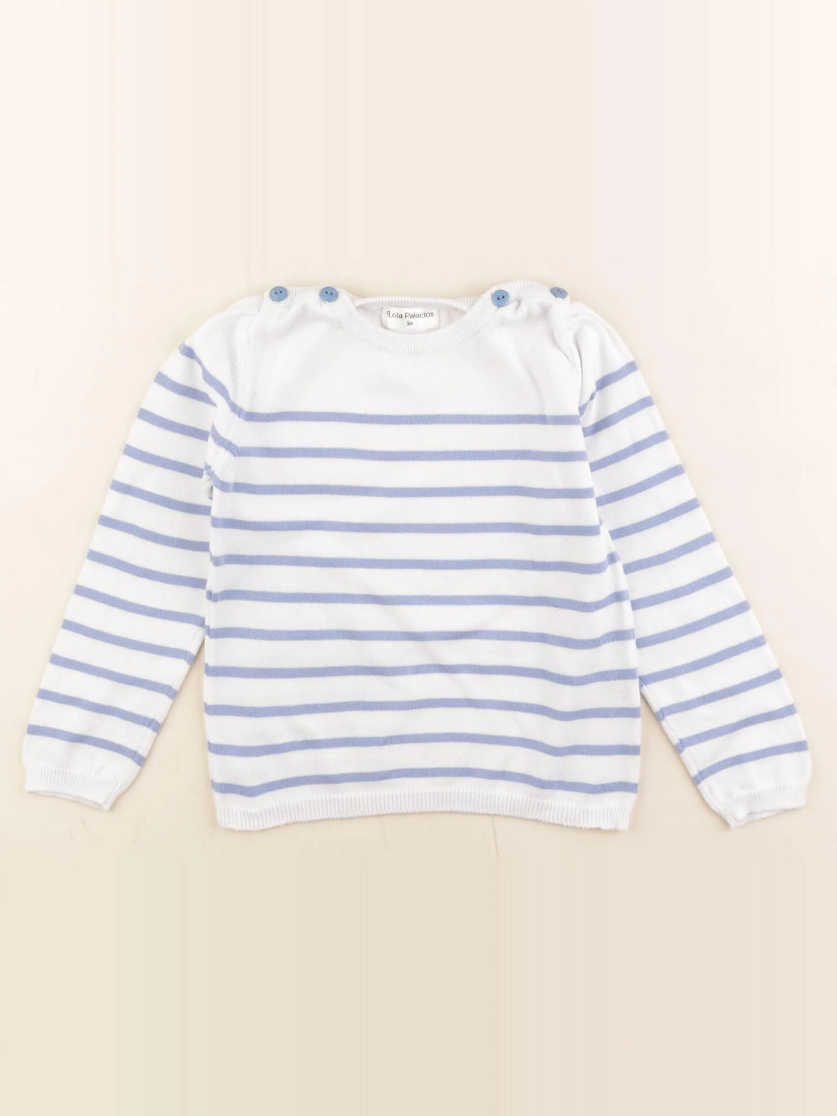 Lola Palacios - pull blanc, bleu - 3 ans