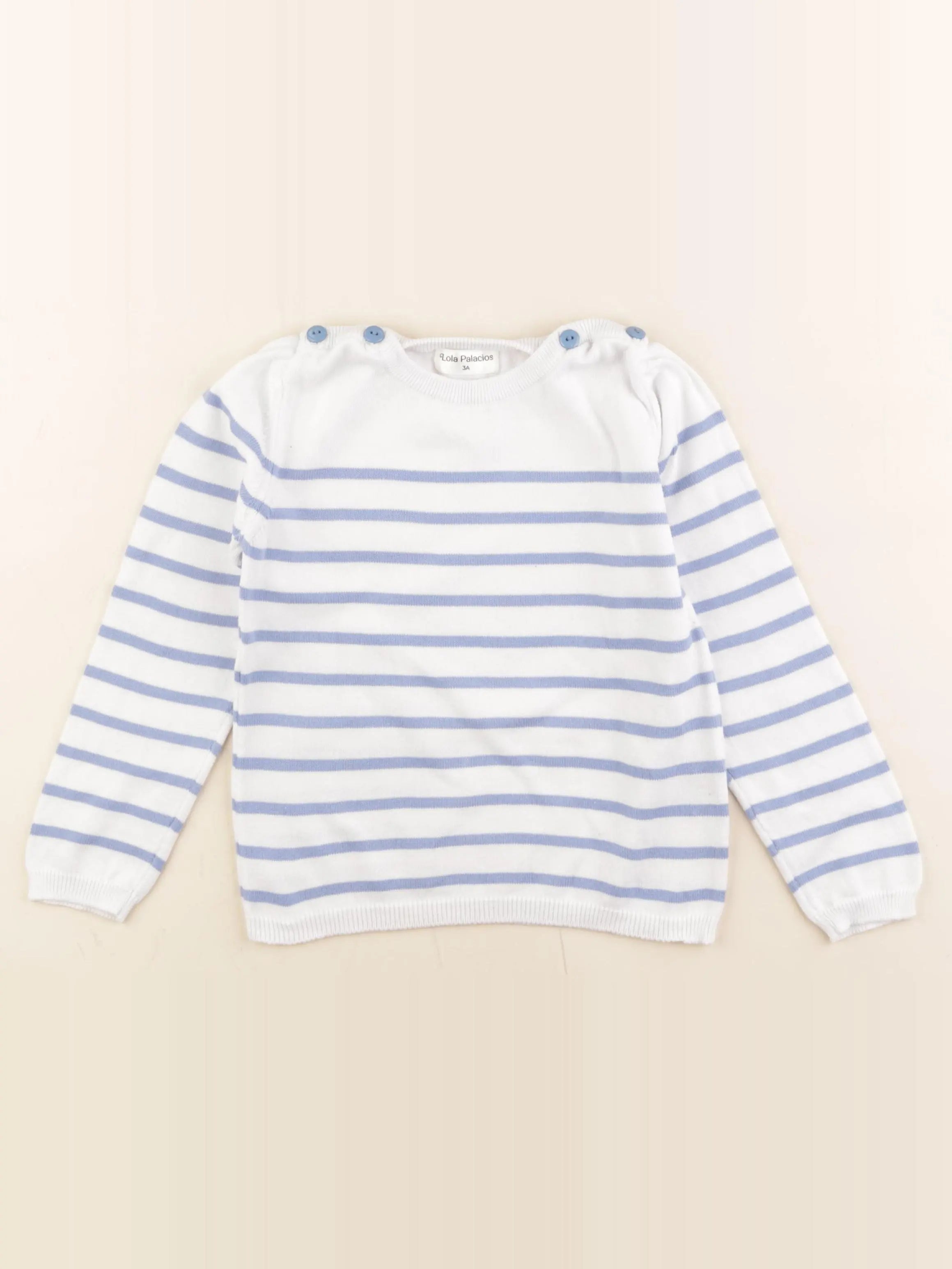 Lola Palacios - pull blanc, bleu - 3 ans