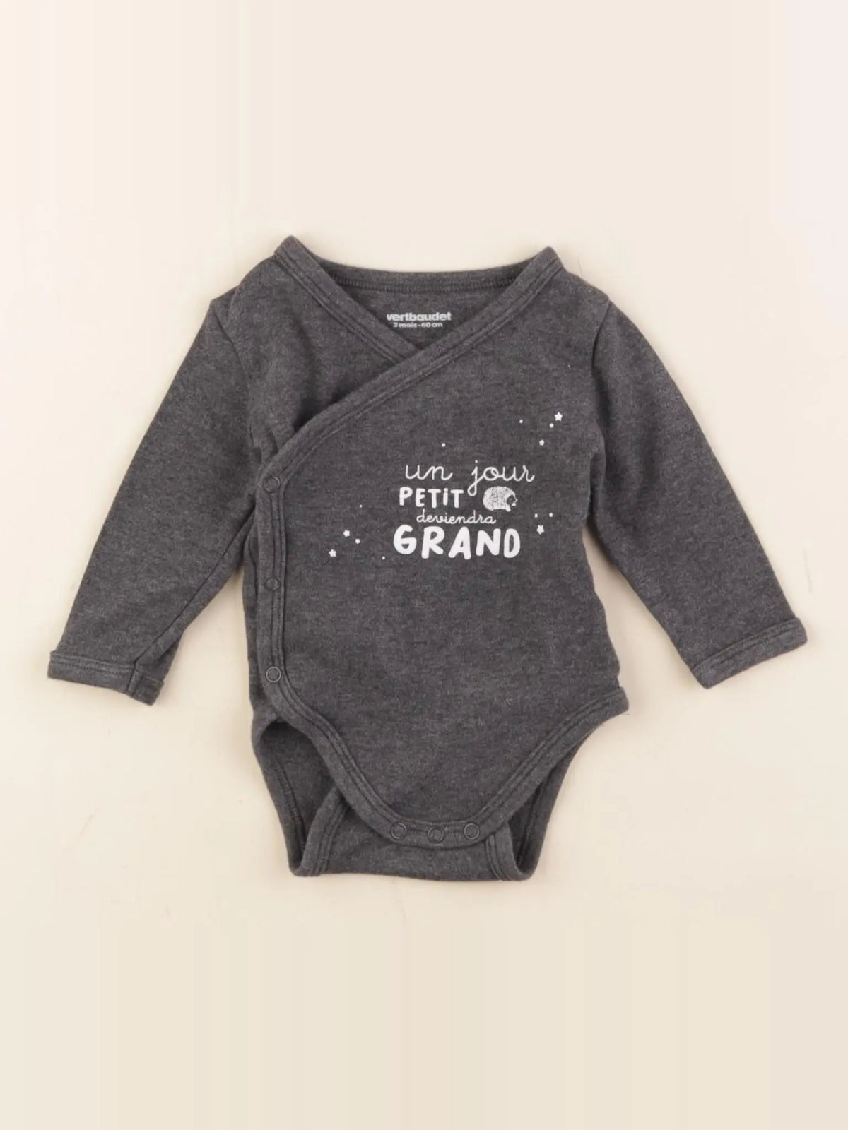 Vertbaudet - body gris - 3 mois