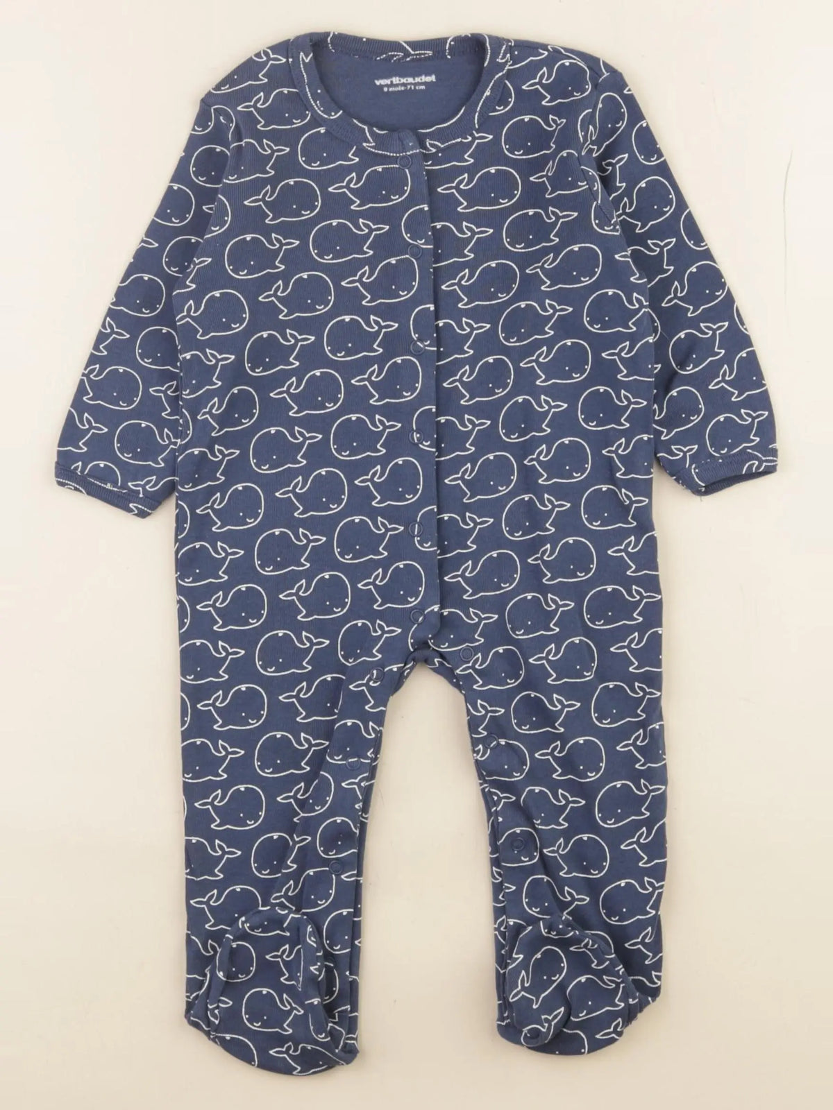 Vertbaudet - pyjama coton bleu - 9 mois