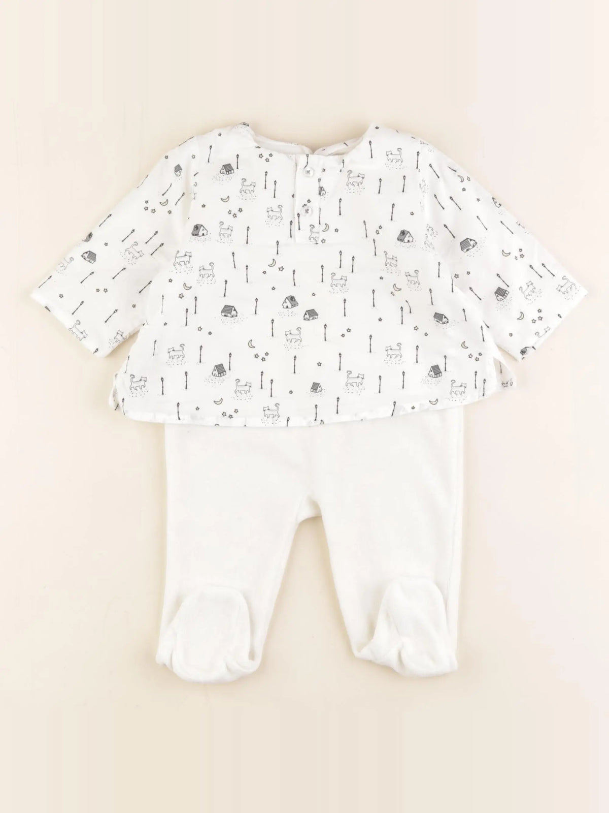 Boutchou - pyjama velours blanc - 3 mois