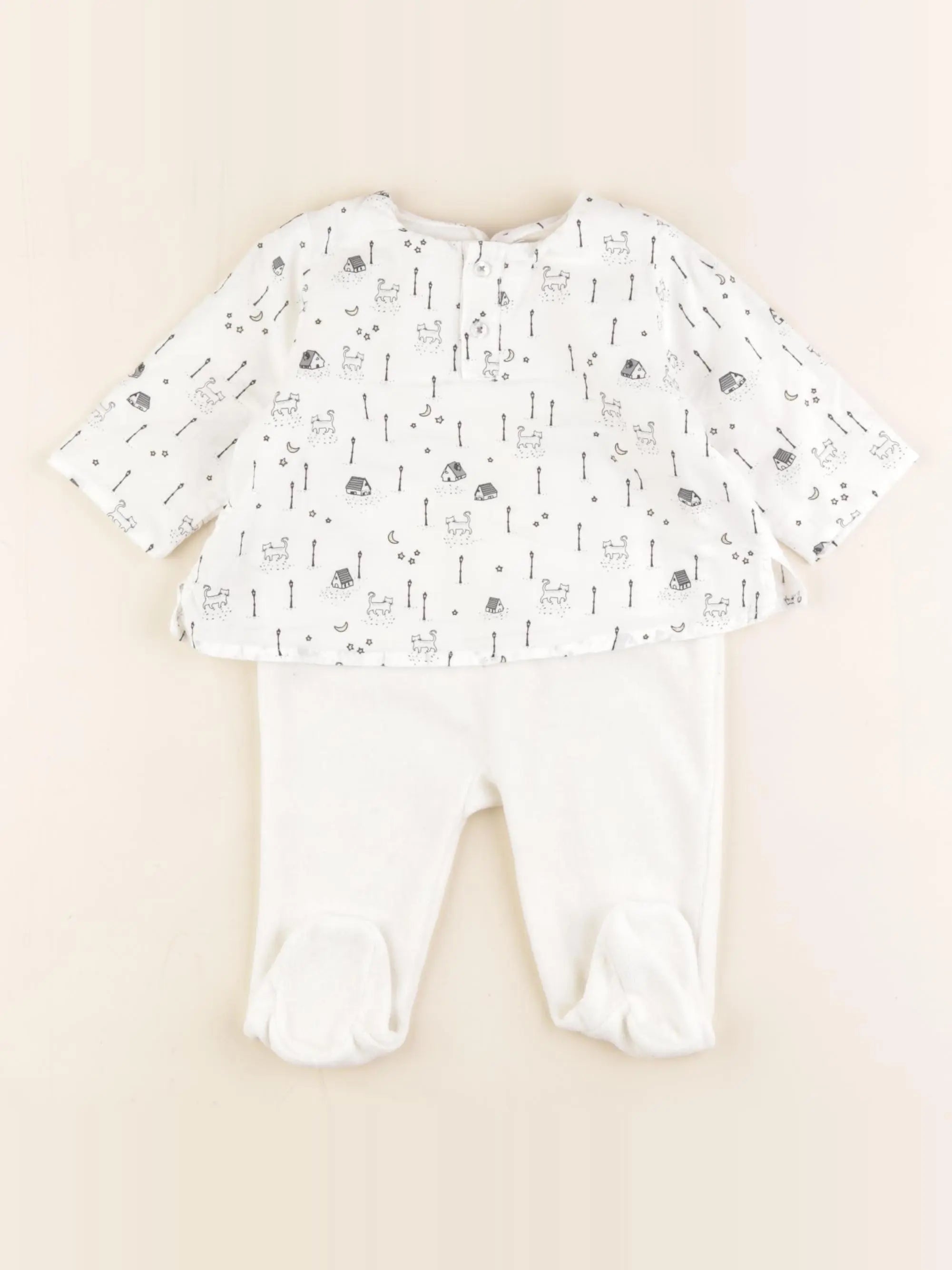 Boutchou - pyjama velours blanc - 3 mois