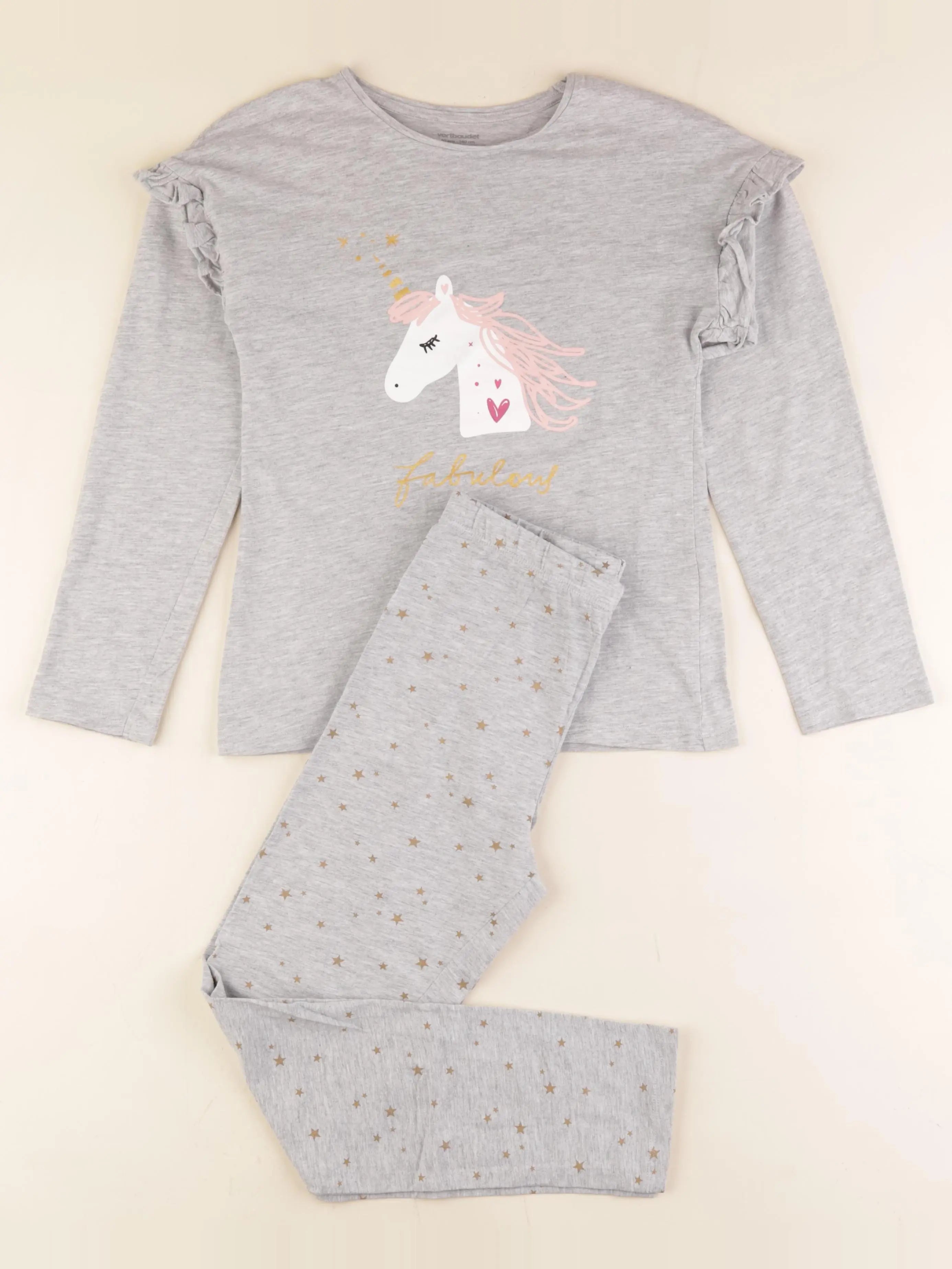 Vertbaudet - pyjama coton gris - 10 ans